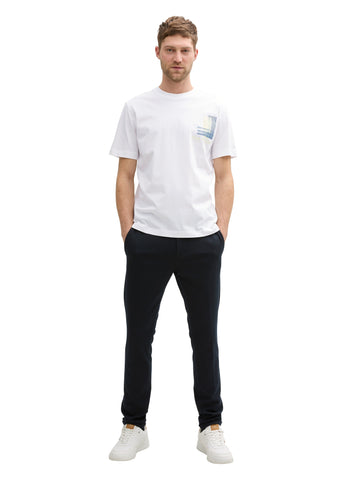 Tom Tailor White Cotton T-shirt With Chest Print