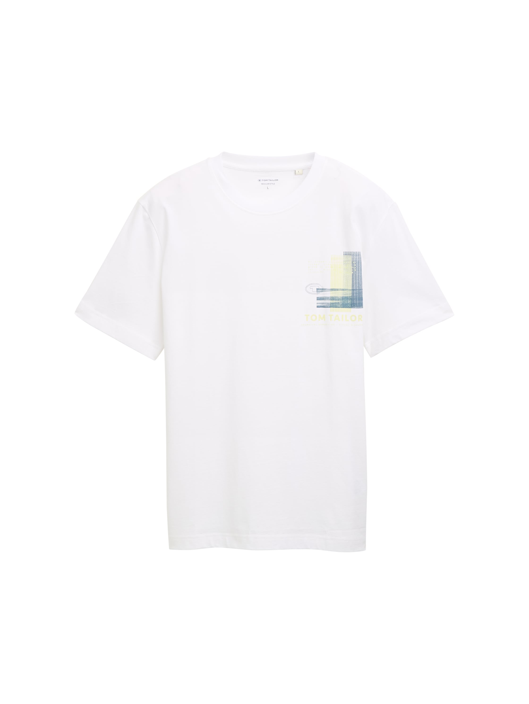 Tom Tailor White Cotton T-shirt With Chest Print