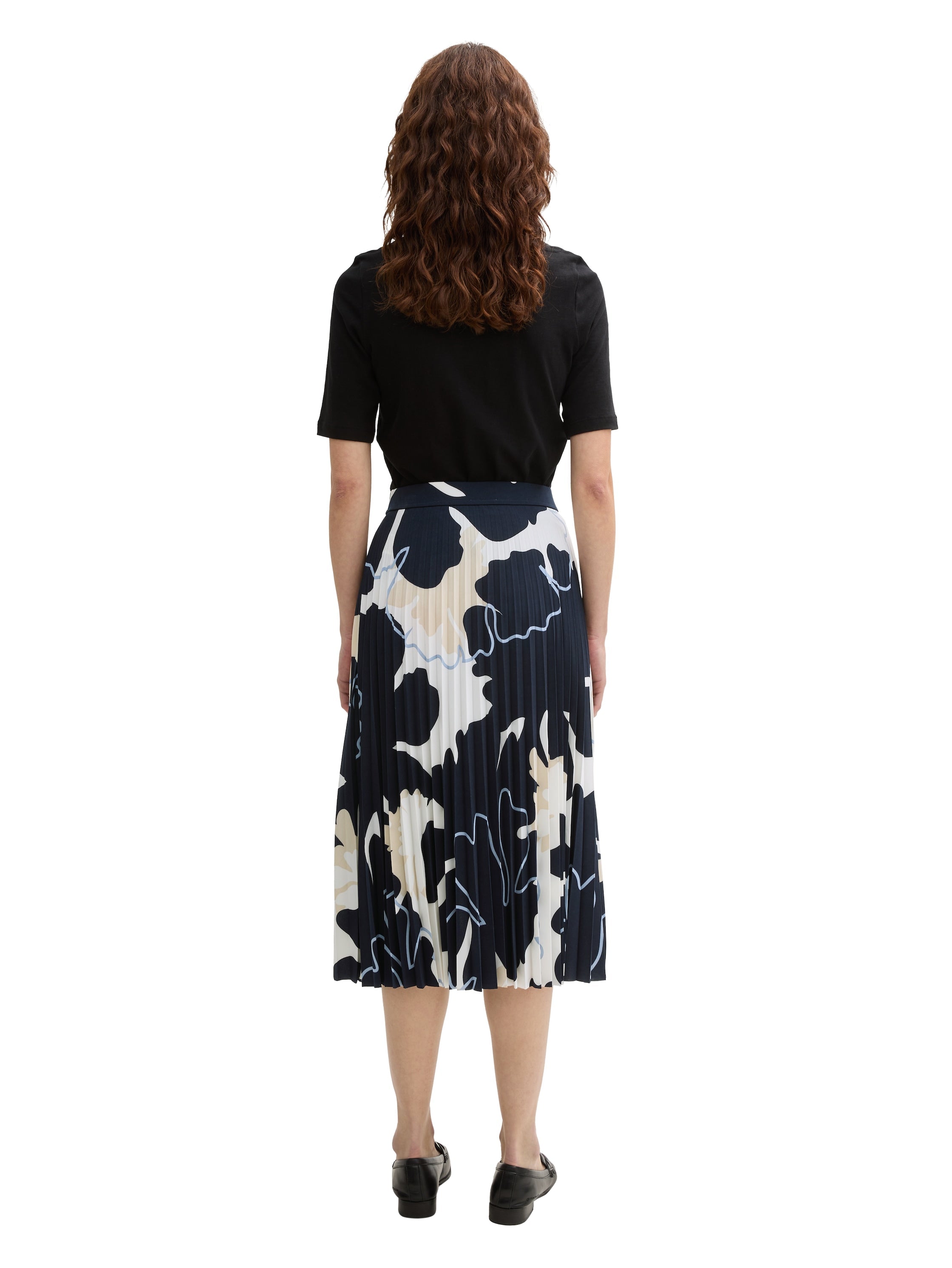 Tom Tailor Pleated Midi Skirt With Floral Shapes Design
