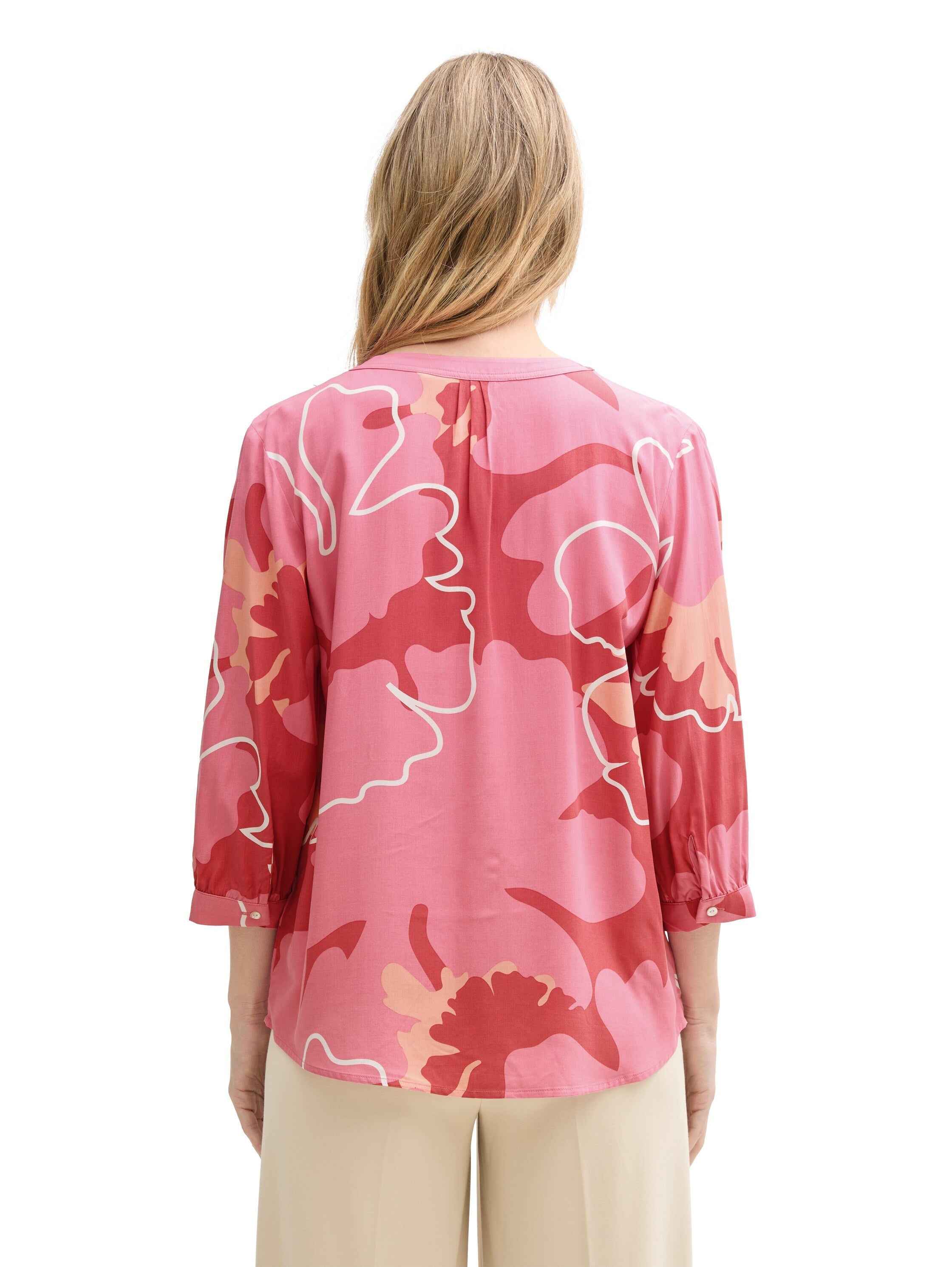 Tom Tailor Pink Blouse With Floral Shapes Design