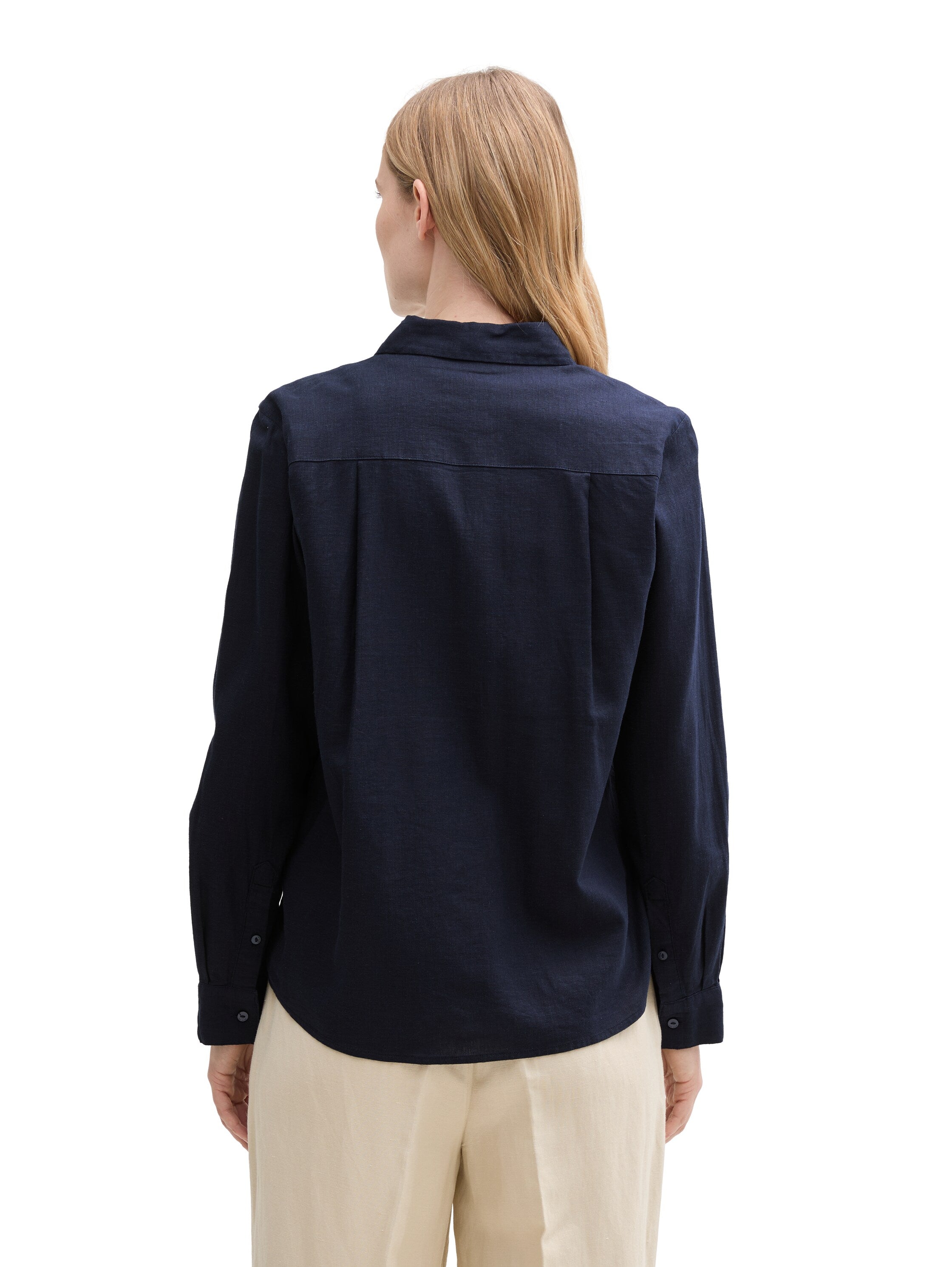 Tom Tailor Sky Captain Blue Shirt With Linen Content