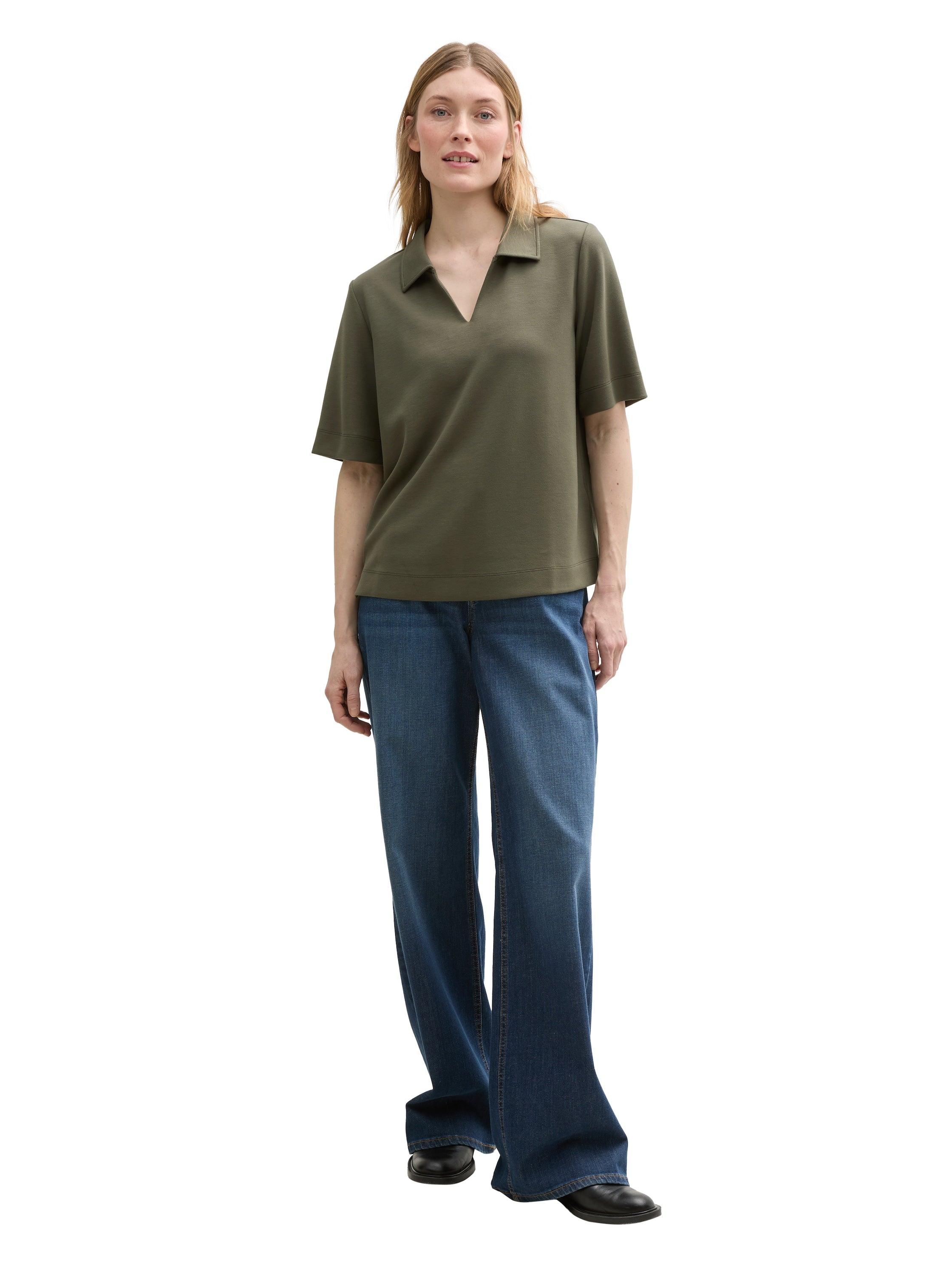 Tom Tailor Deep Forest Green T-Shirt With A Polo Collar