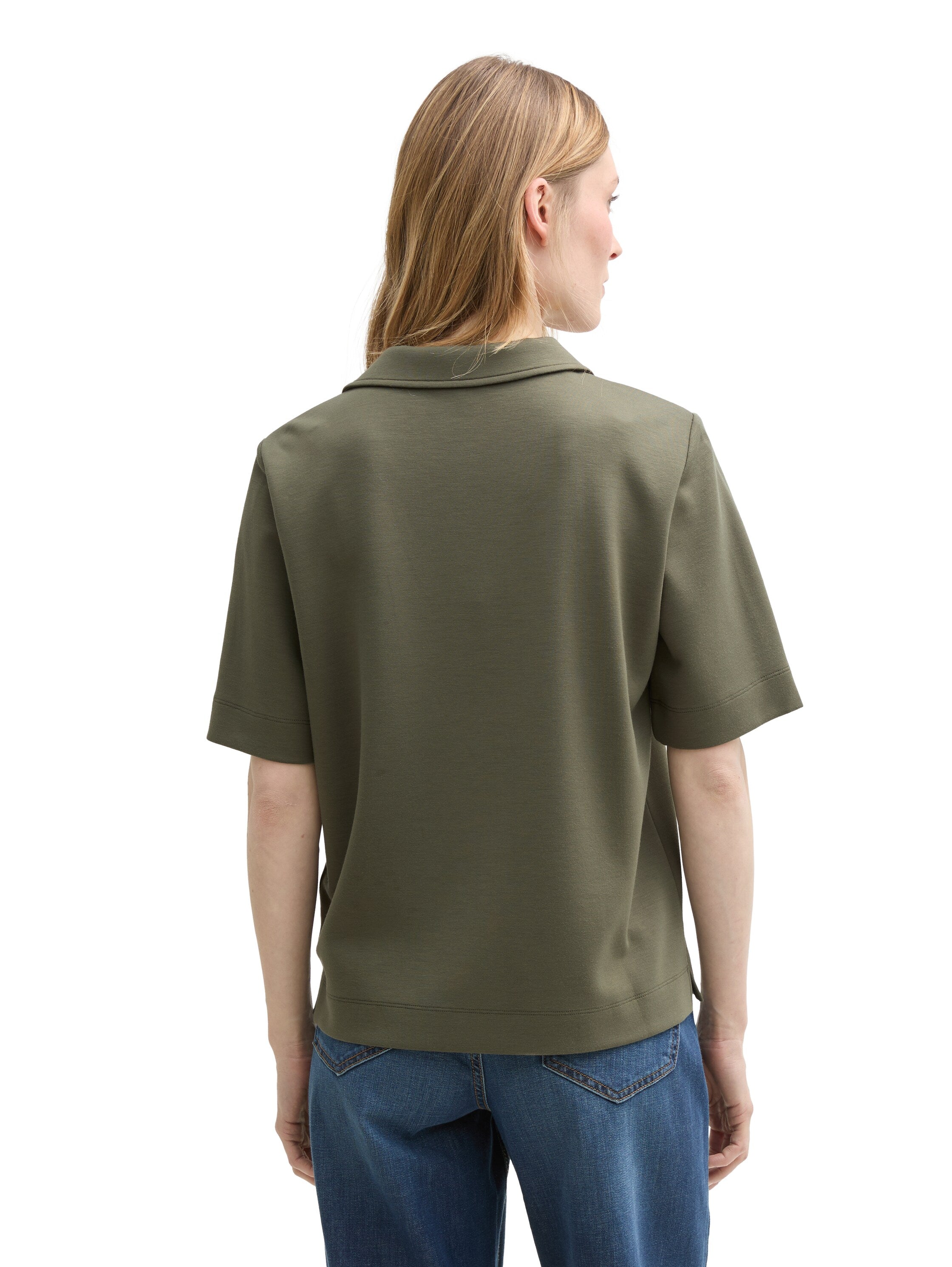Tom Tailor Deep Forest Green T-Shirt With A Polo Collar