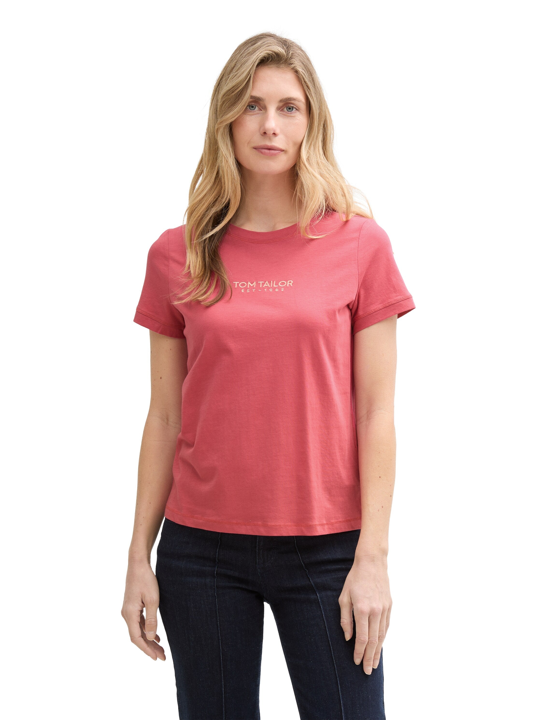Tom Tailor Berry Red T-Shirt With Logo