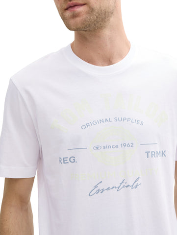 Tom Tailor White T-shirt With Logo Print