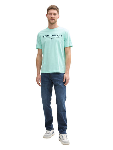 Tom Tailor Cotton Aqua T-shirt With Logo Print