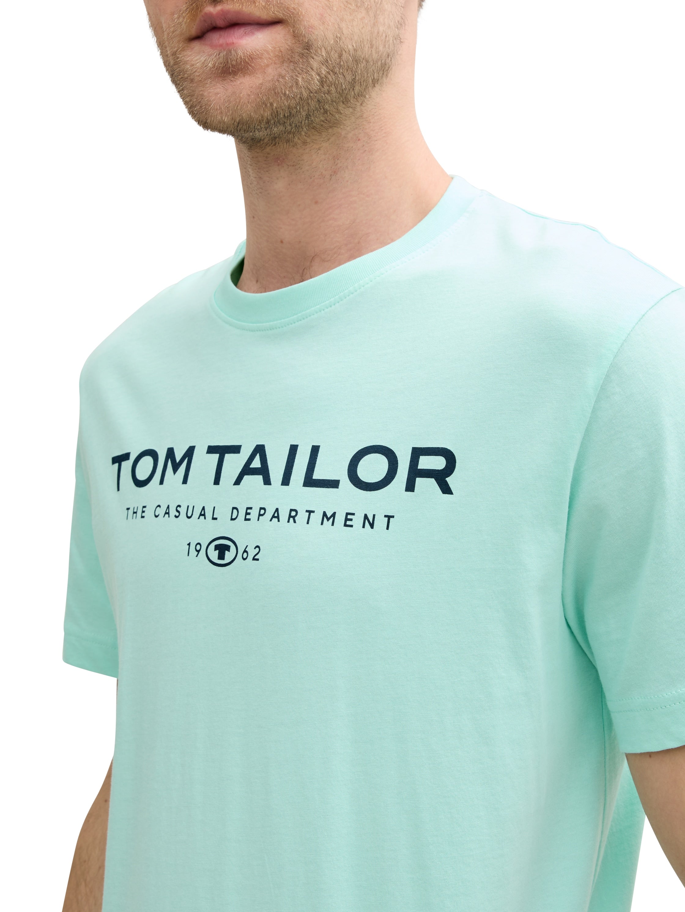 Tom Tailor Cotton Aqua T-shirt With Logo Print