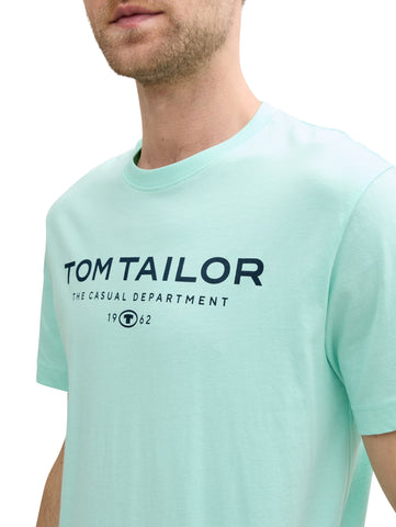 Tom Tailor Cotton Aqua T-shirt With Logo Print