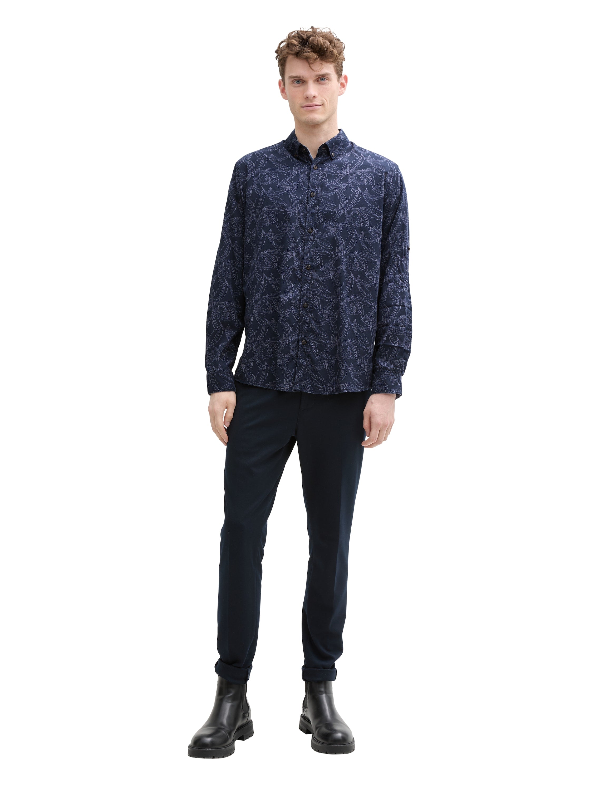 Tom Tailor Navy Shirt With Adjustable Sleeve Length