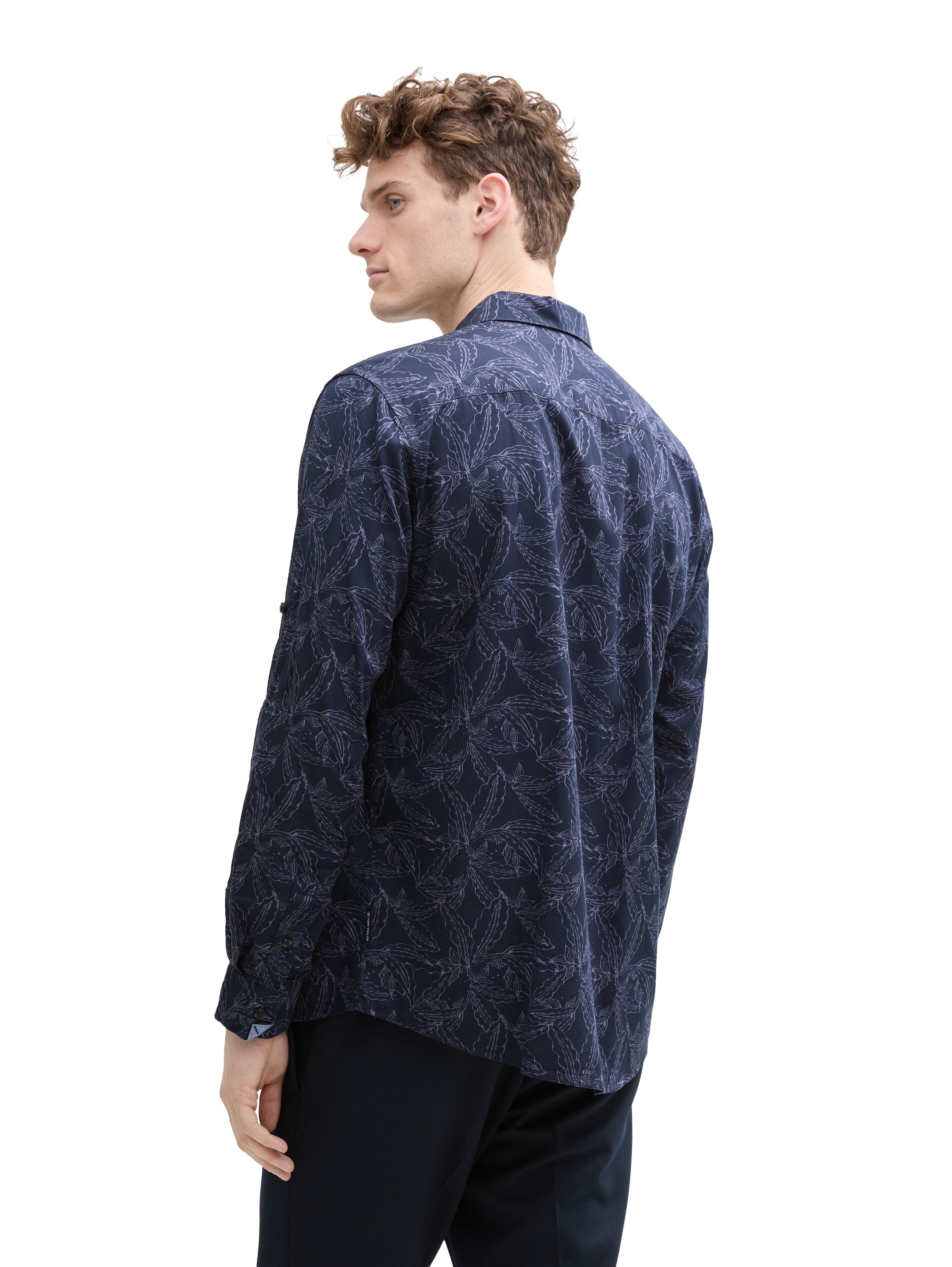 Tom Tailor Navy Shirt With Adjustable Sleeve Length