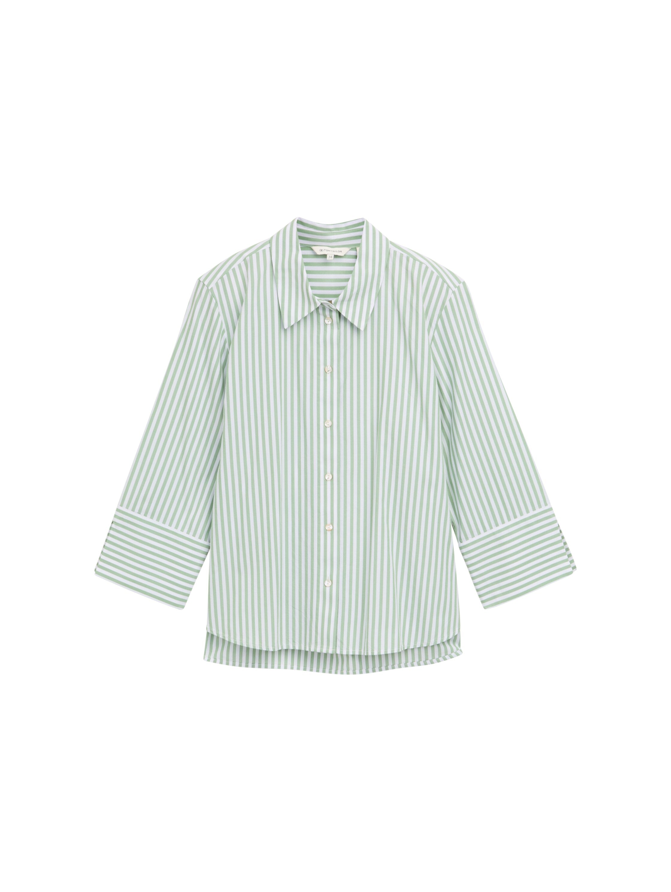 Tom Tailor Mid Green Loose Fit Blouse With White Stripe