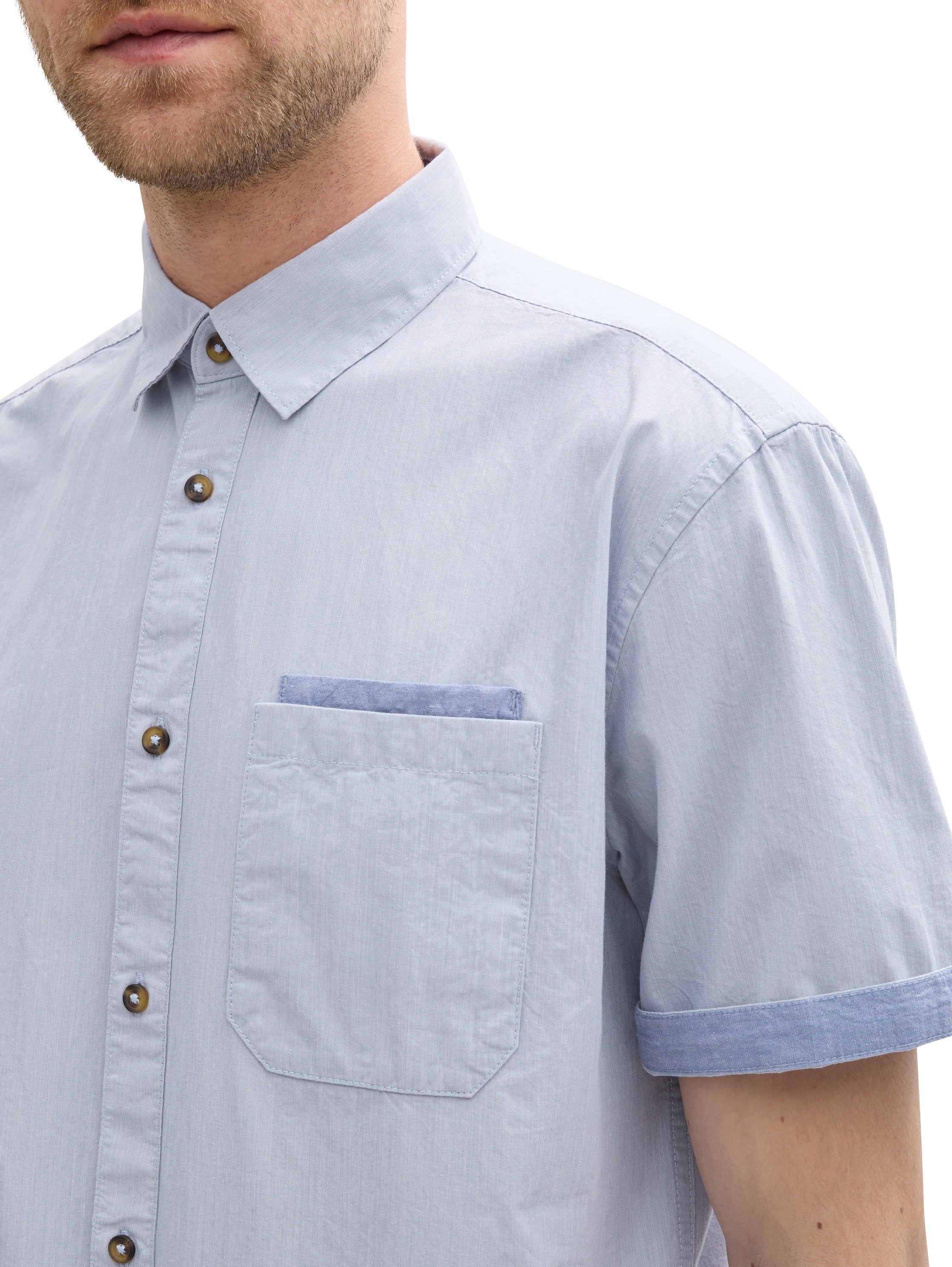 Tom Tailor Short Sleeved Dove Blue Shirt