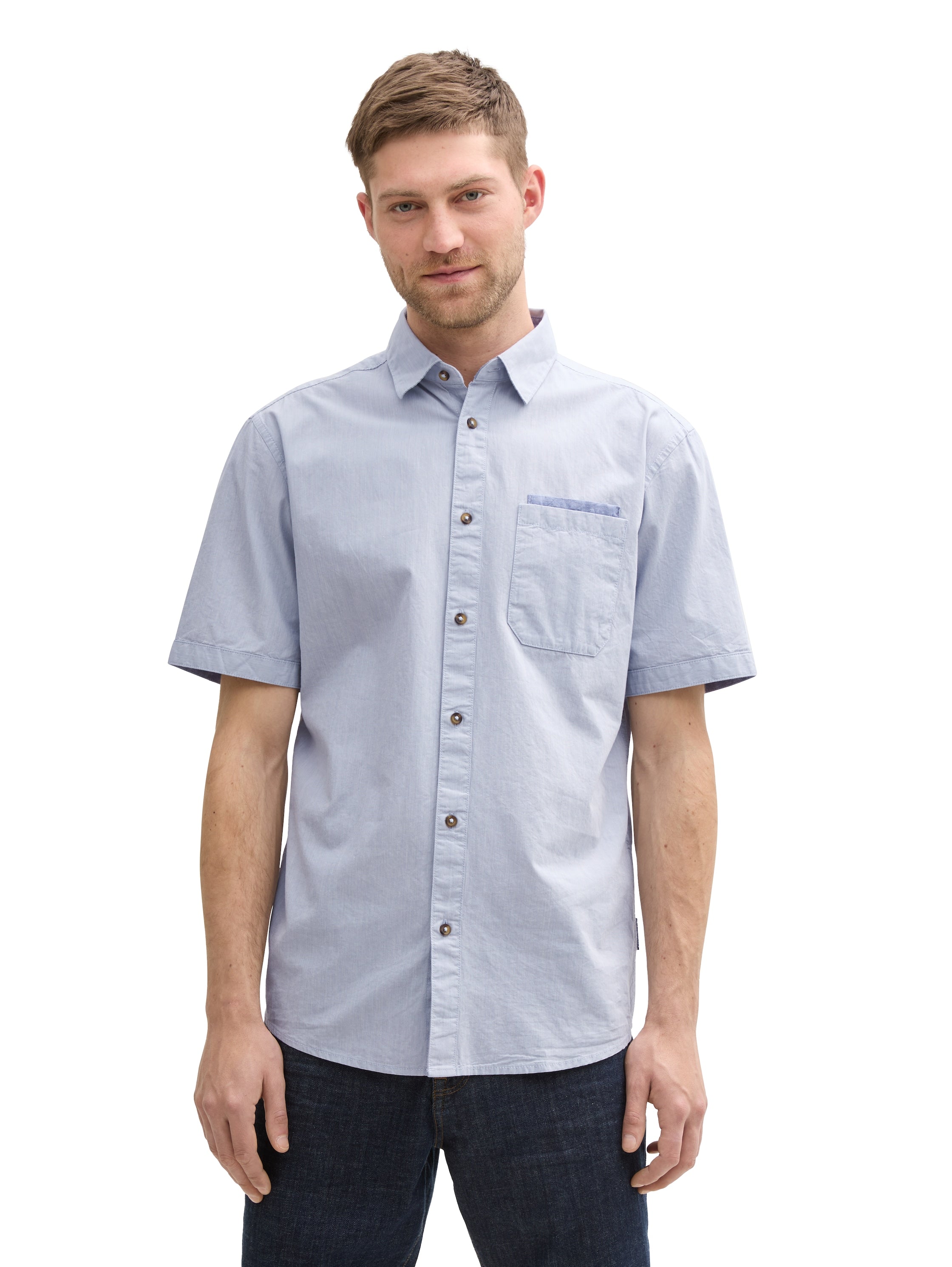 Tom Tailor Short Sleeved Dove Blue Shirt