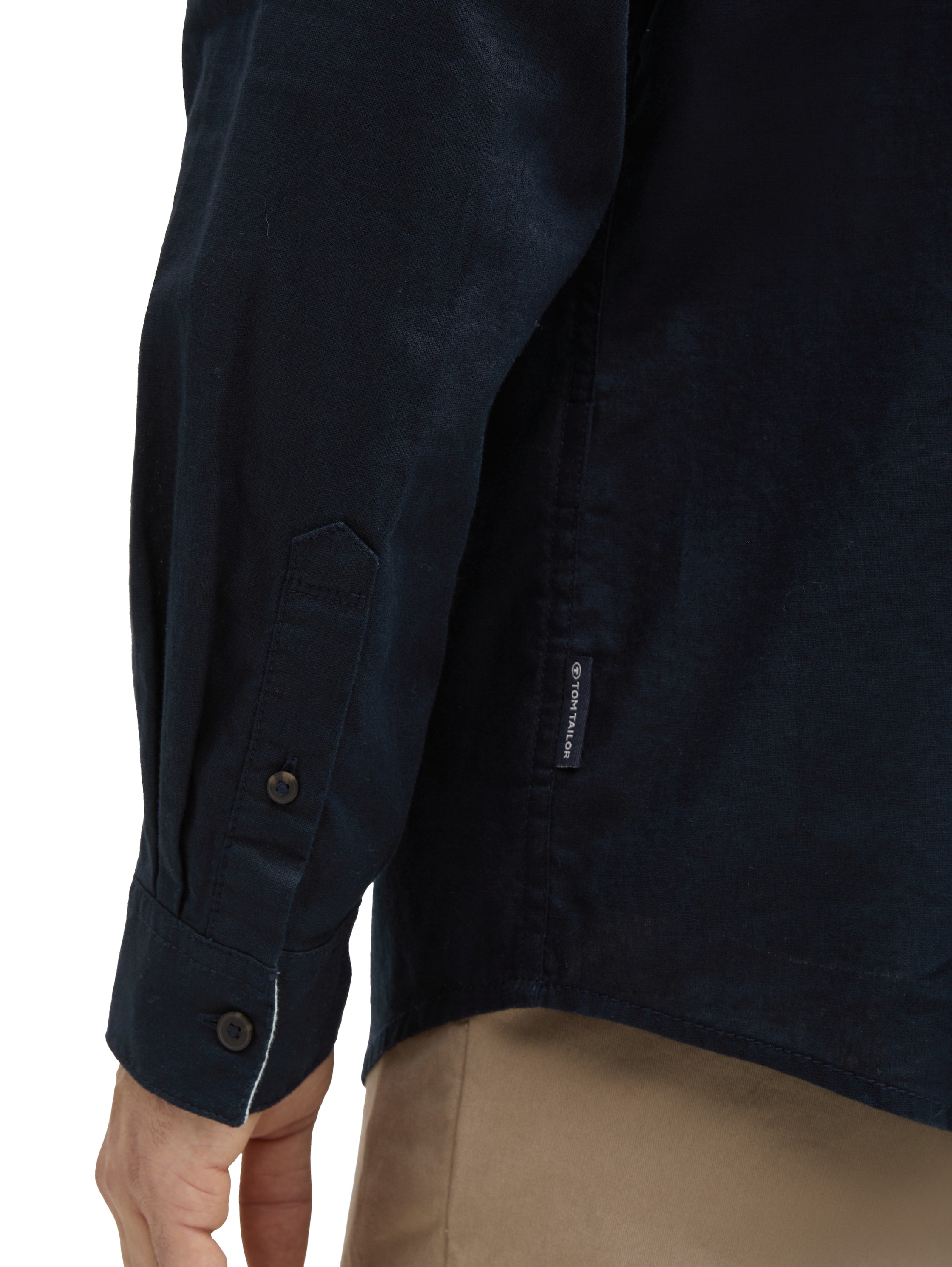 Tom Tailor Long Sleeved Sky Captain Blue Shirt With Linen Content