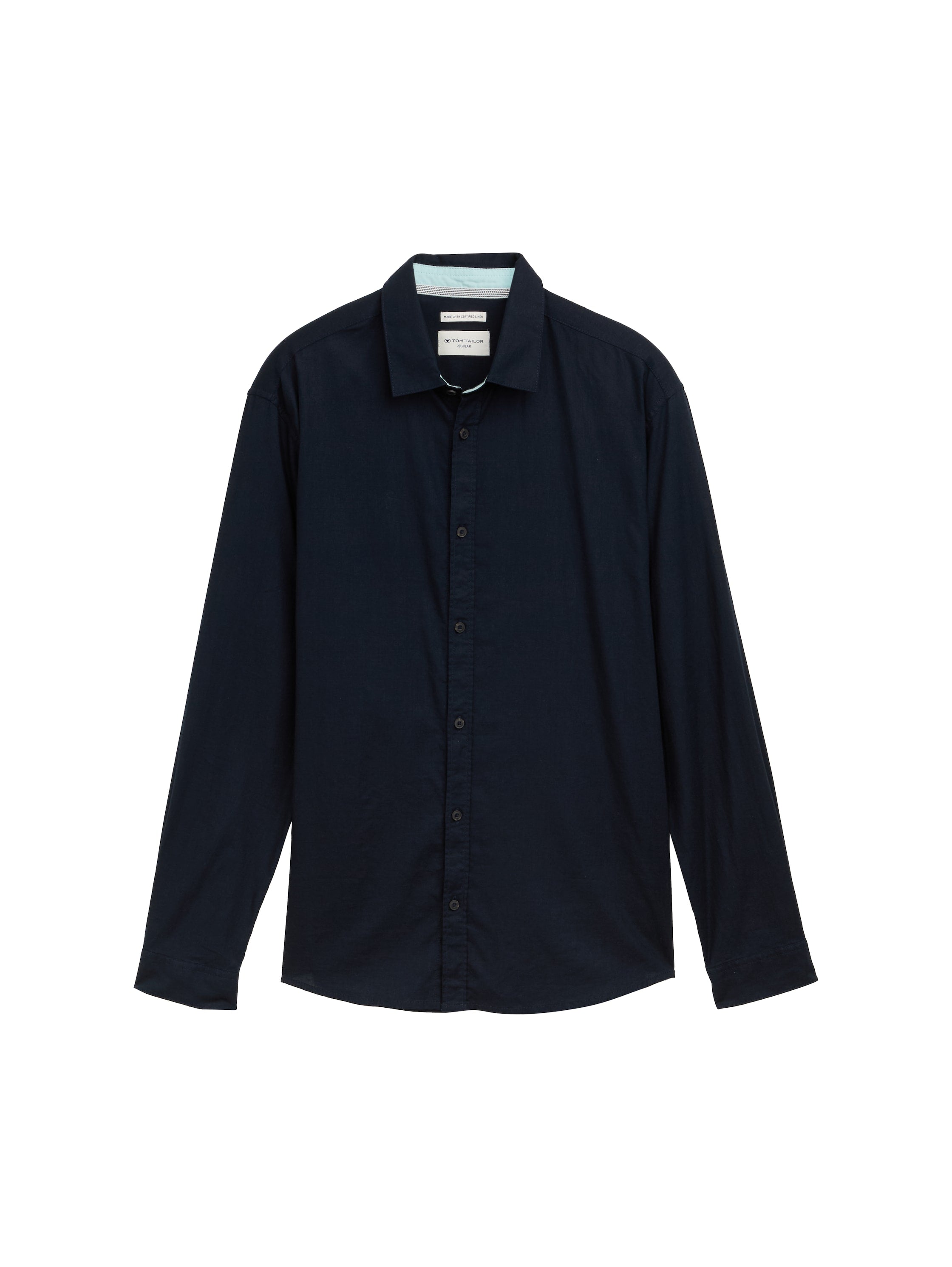 Tom Tailor Long Sleeved Sky Captain Blue Shirt With Linen Content