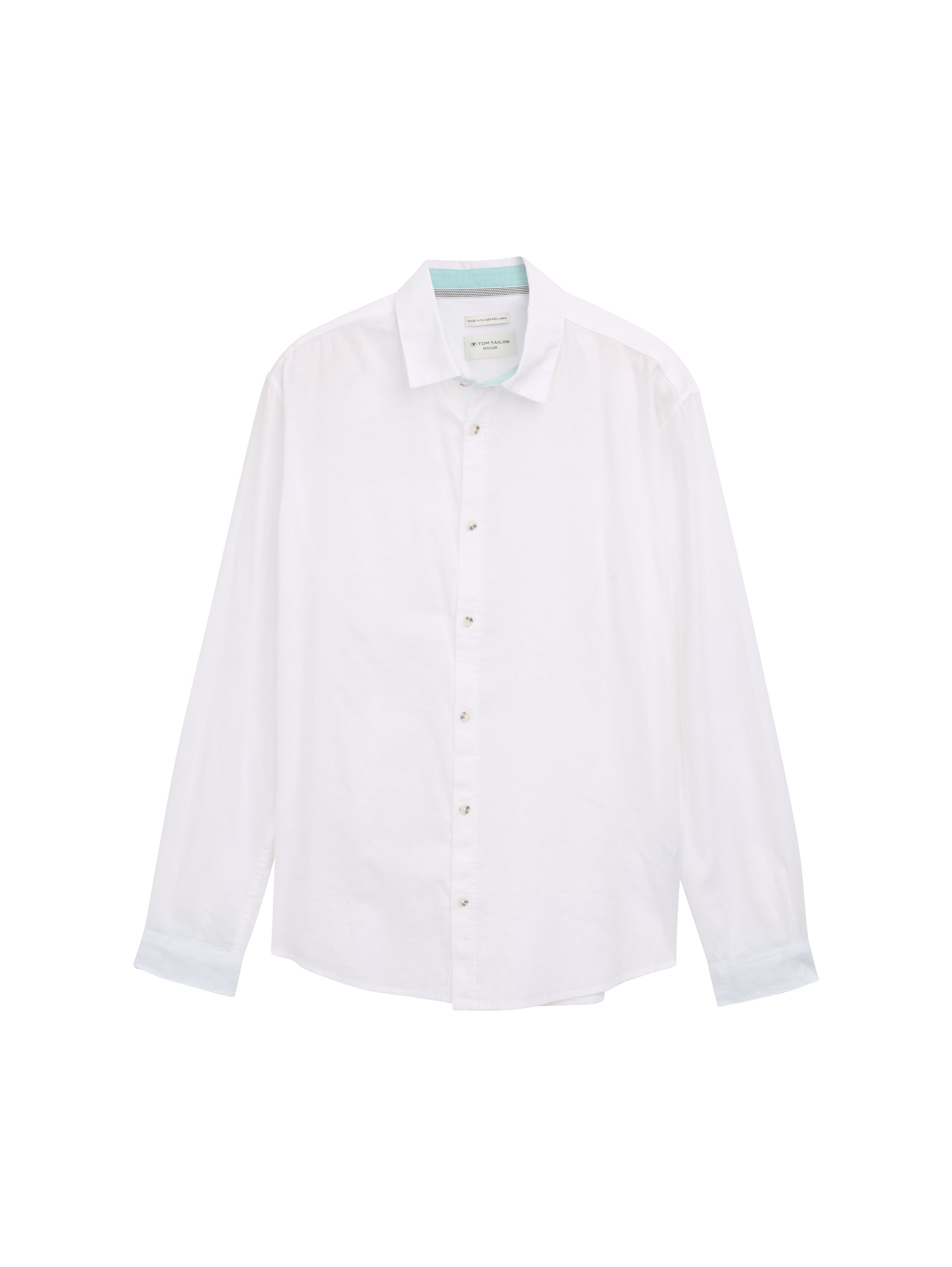 Tom Tailor Long Sleeved White Shirt With Linen Content