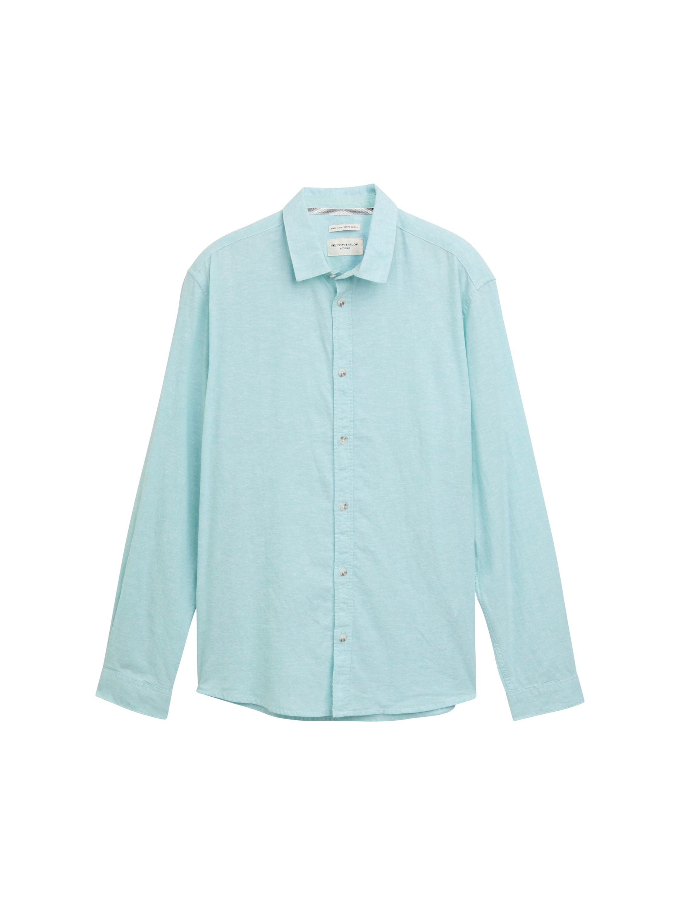 Tom Tailor Long Sleeved Mint Shirt With Linen Content