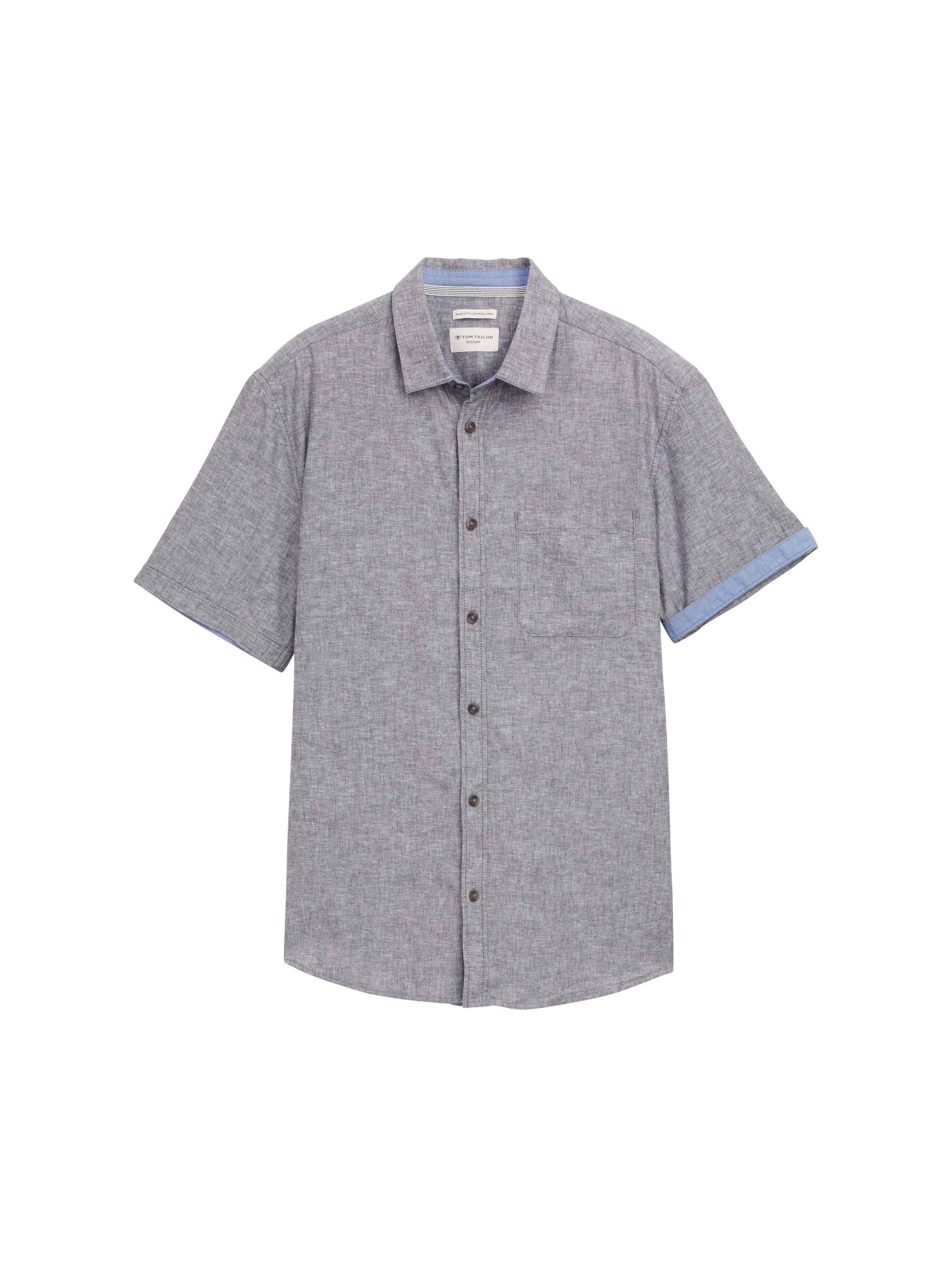 Tom Tailor Regular Fit Grey Shirt With Linen Content