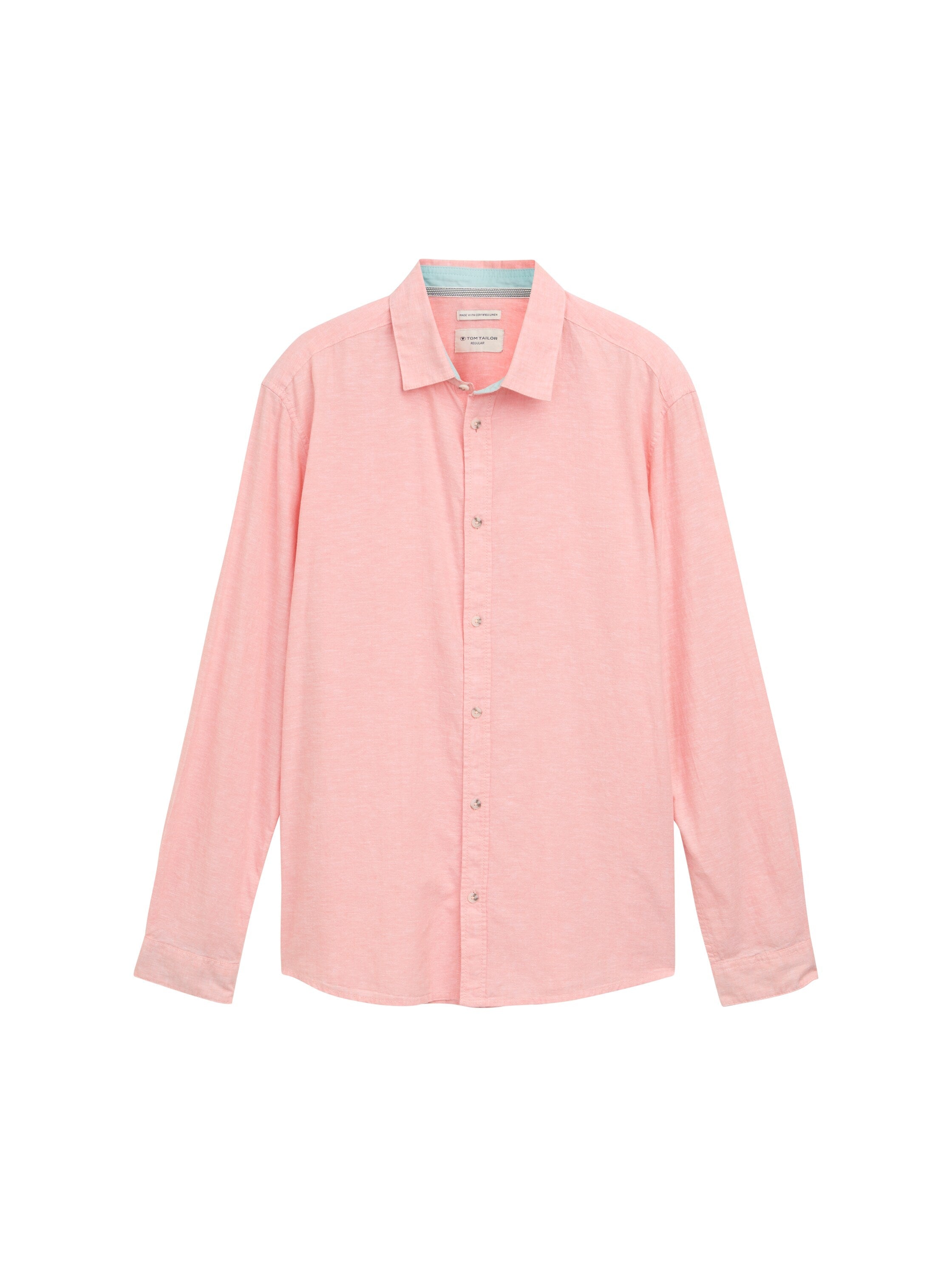 Tom Tailor Long Sleeved Coral Rose Shirt With Linen Content