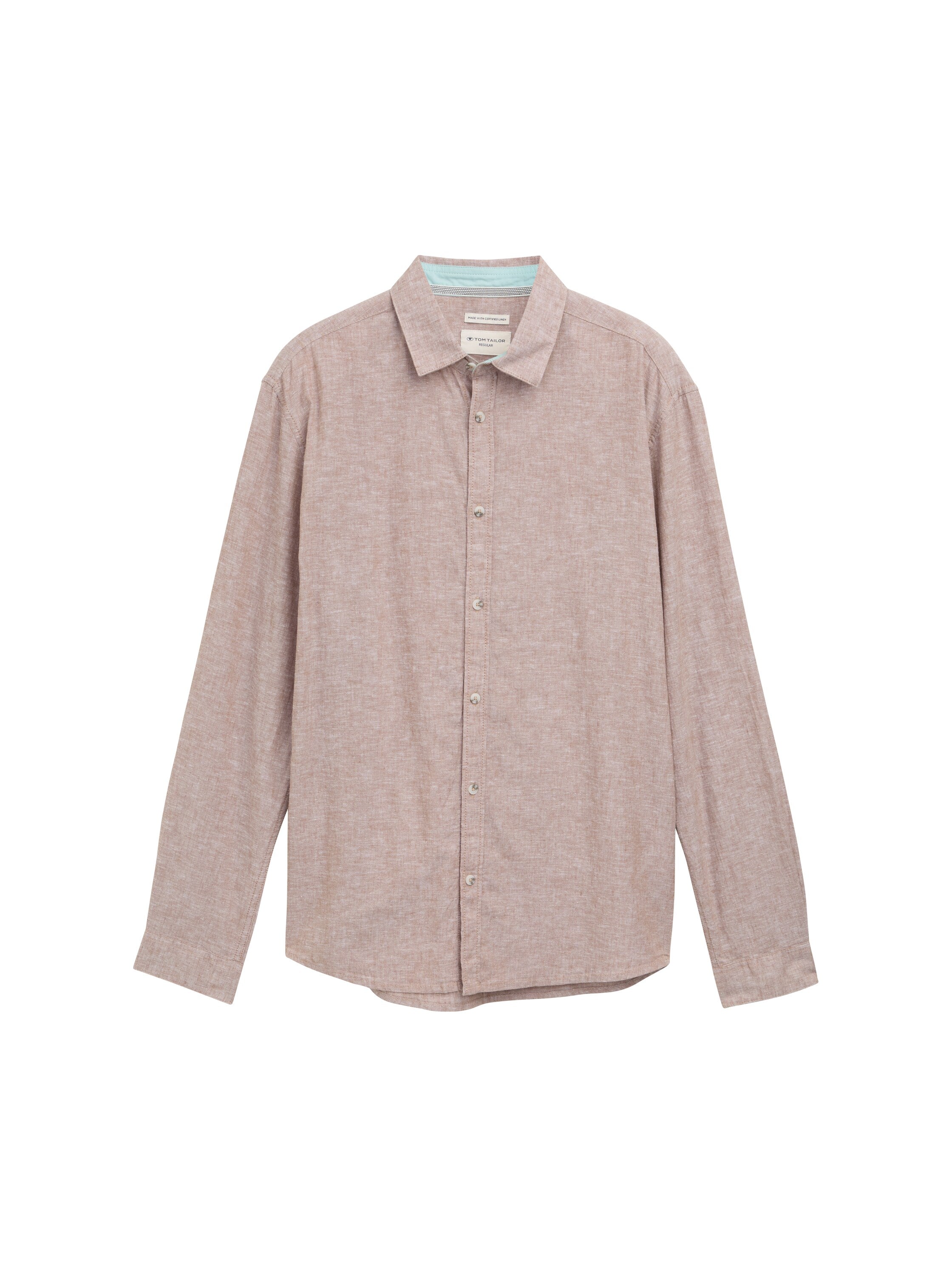 Tom Tailor Long Sleeved Beige Shirt With Linen Content
