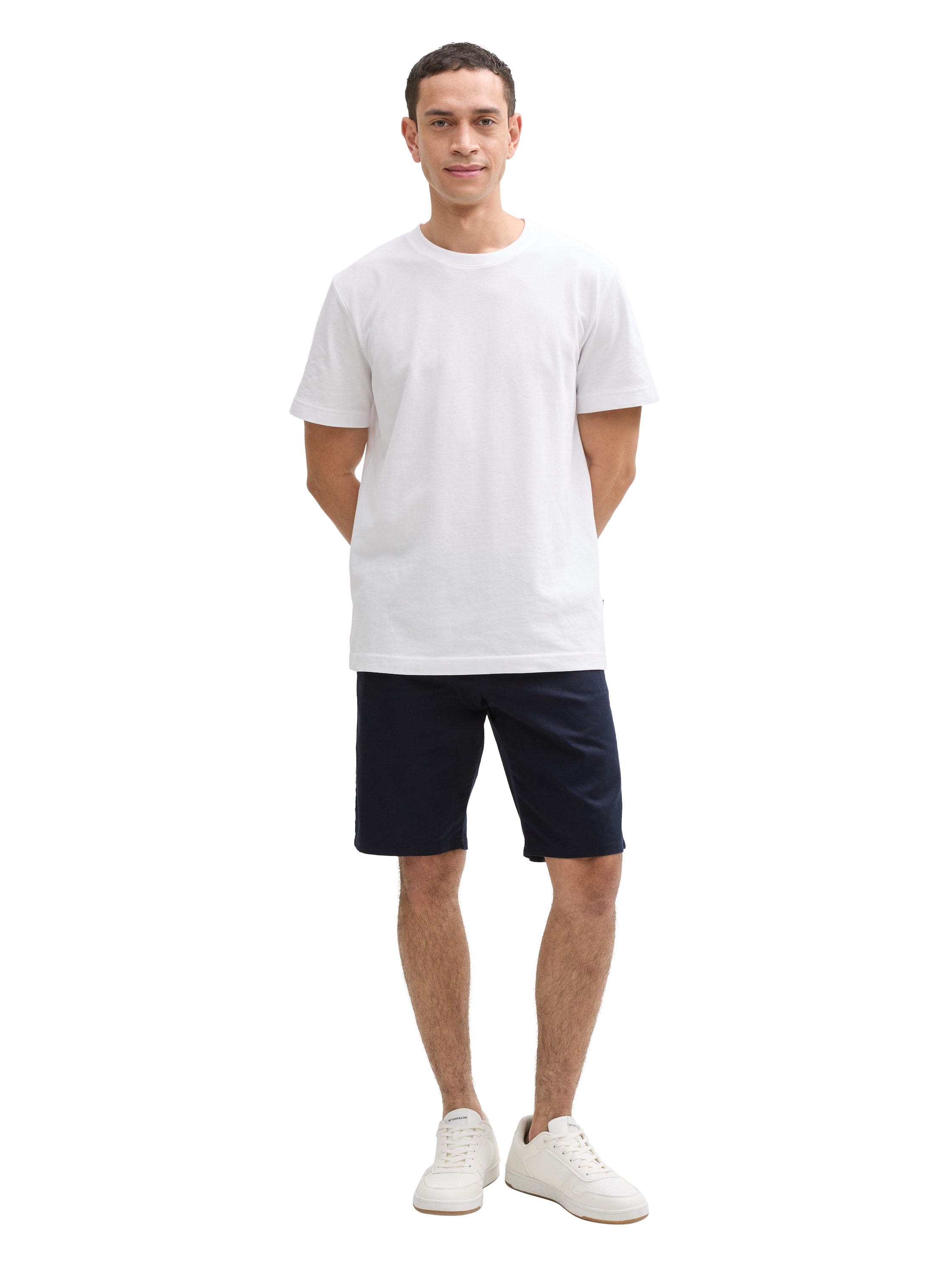 Tom Tailor Sky Captain Blue Slim Chino Short With Linen Content