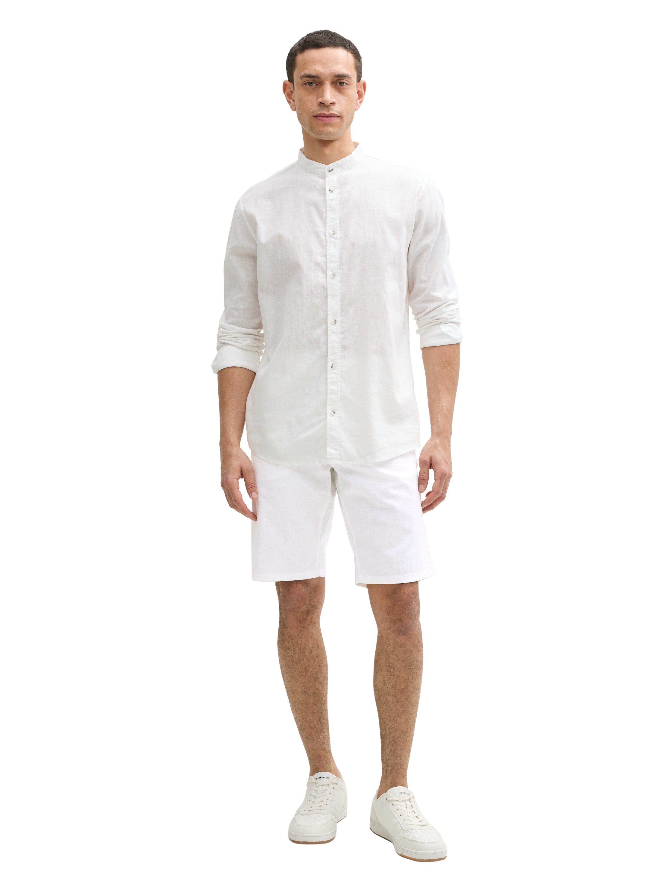 Tom Tailor White Slim Chino Short With Linen Content