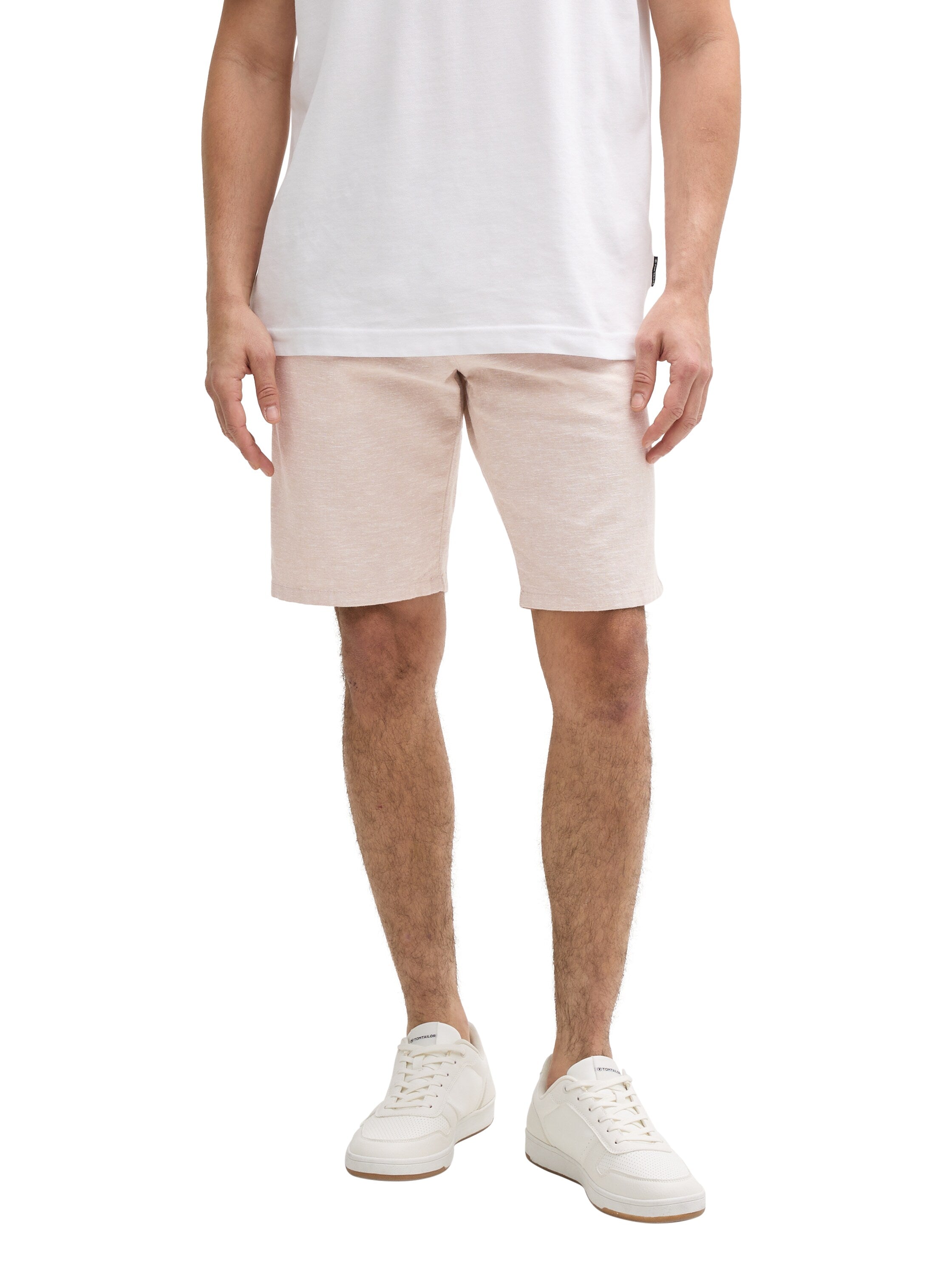 Tom Tailor Silver Ecru Slim Chino Short With Linen Content