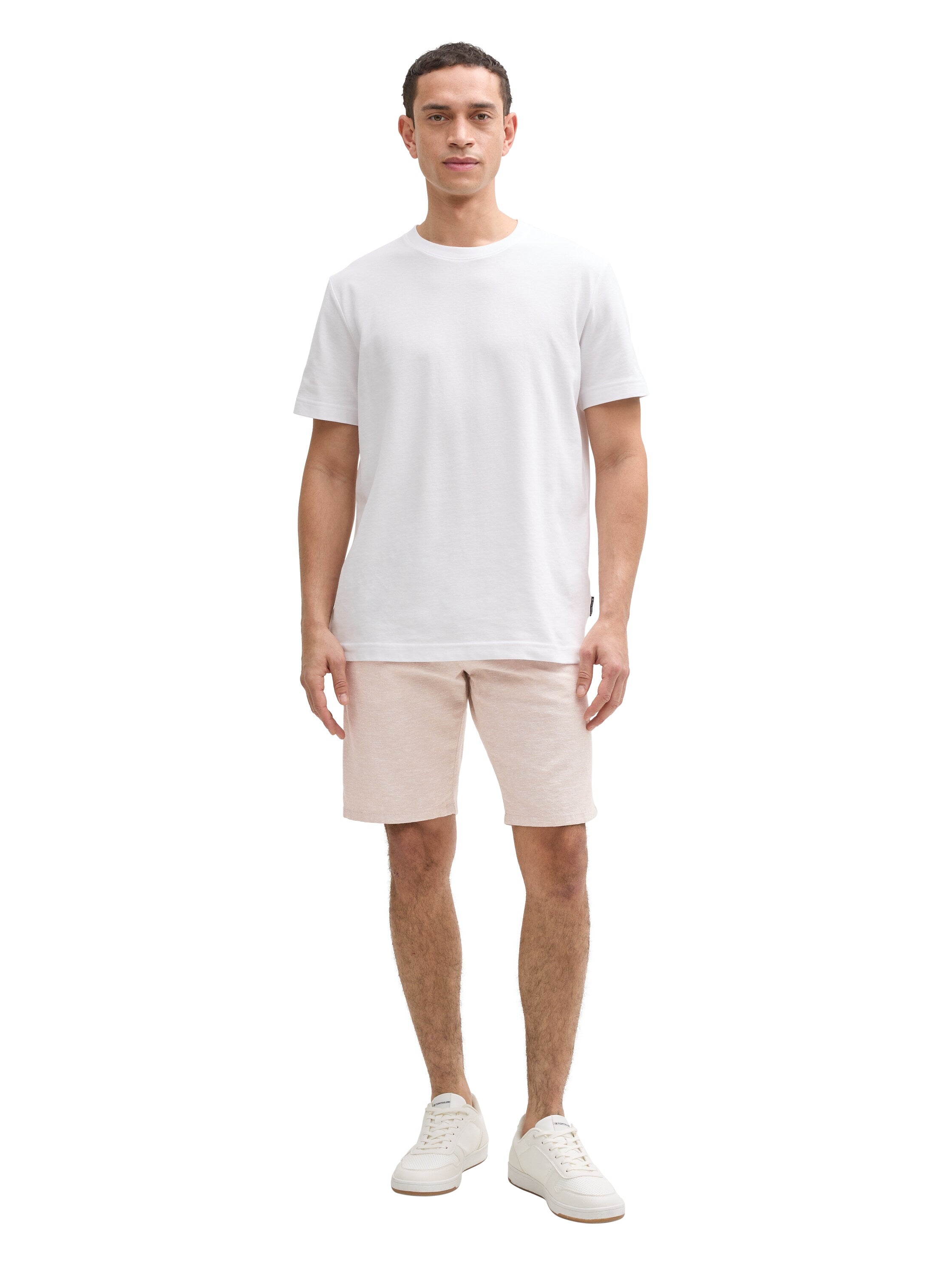 Tom Tailor Silver Ecru Slim Chino Short With Linen Content