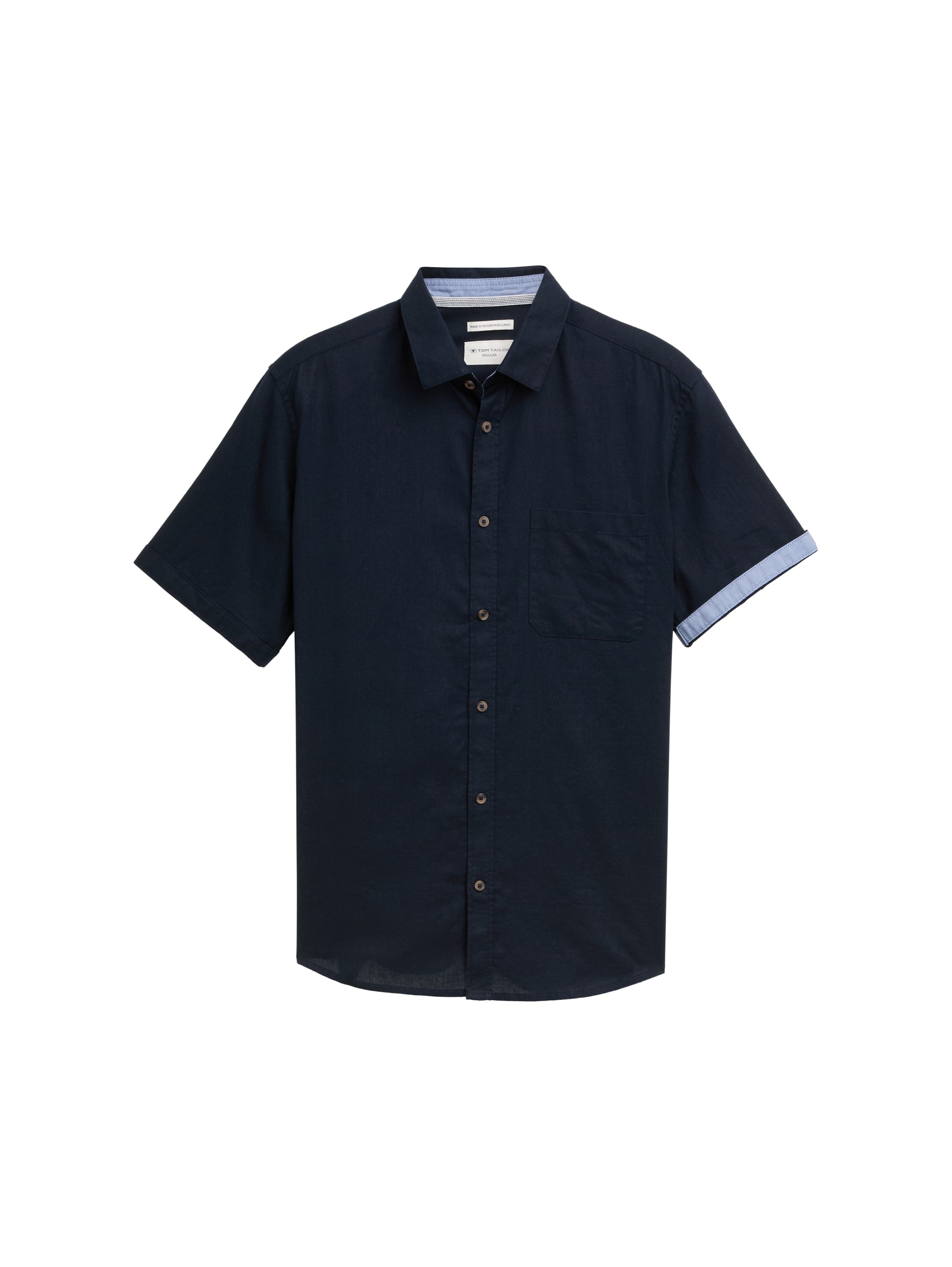 Tom Tailor Regular Fit Sky Captain Blue Shirt With Linen Content