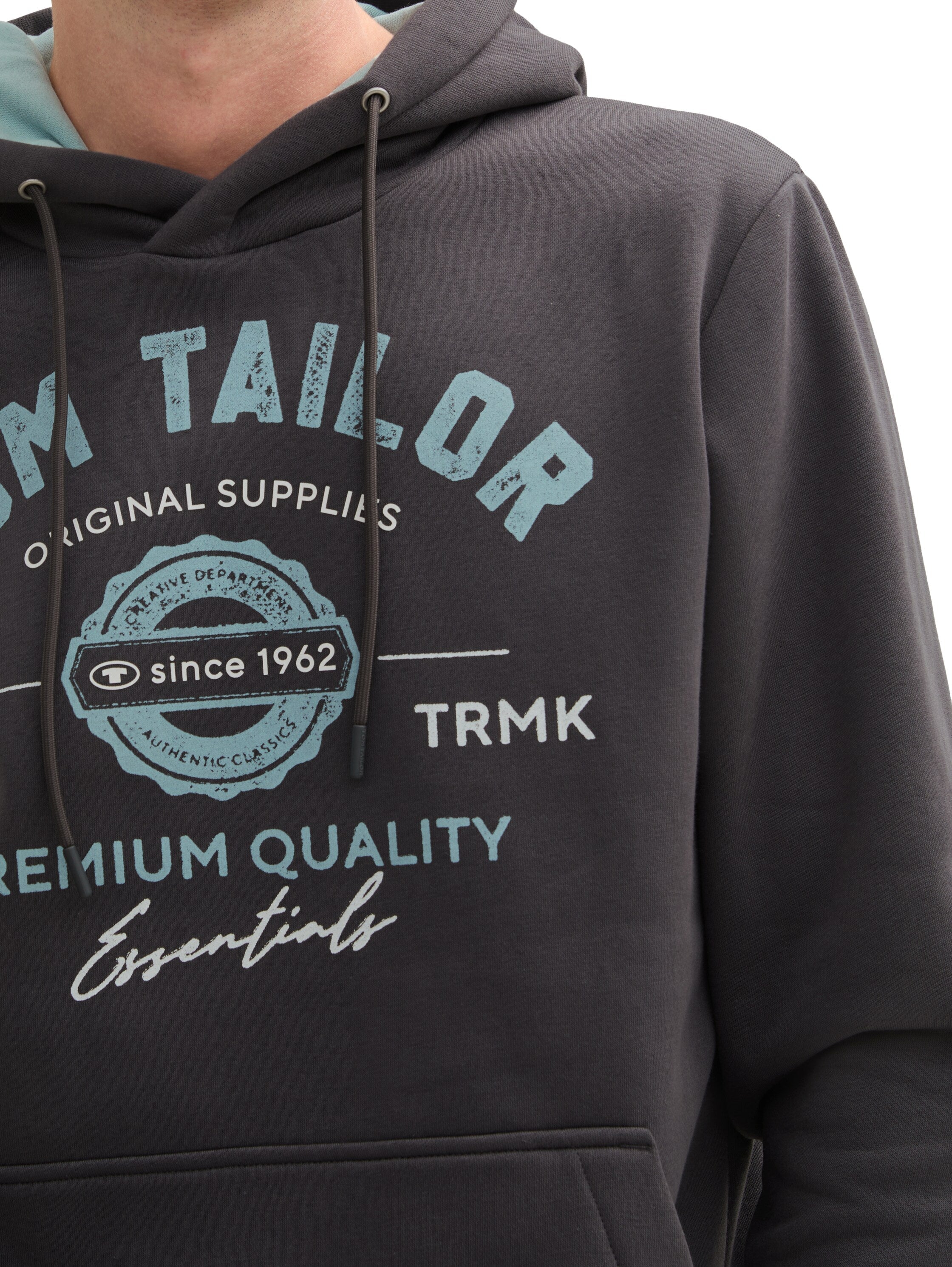 Tom Tailor Dark Grey Hoodie With Front Logo