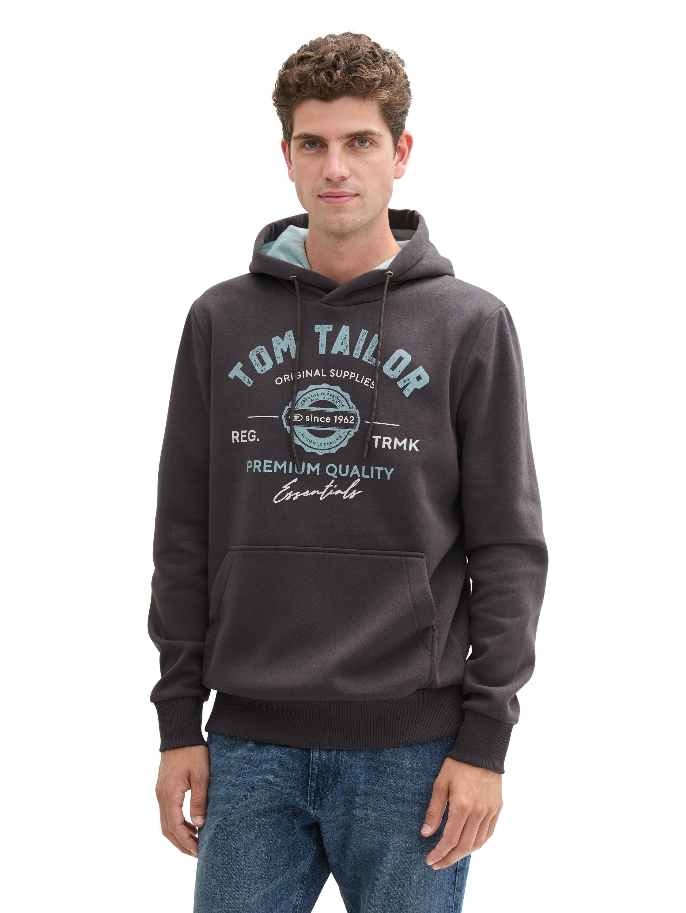 Tom Tailor Dark Grey Hoodie With Front Logo