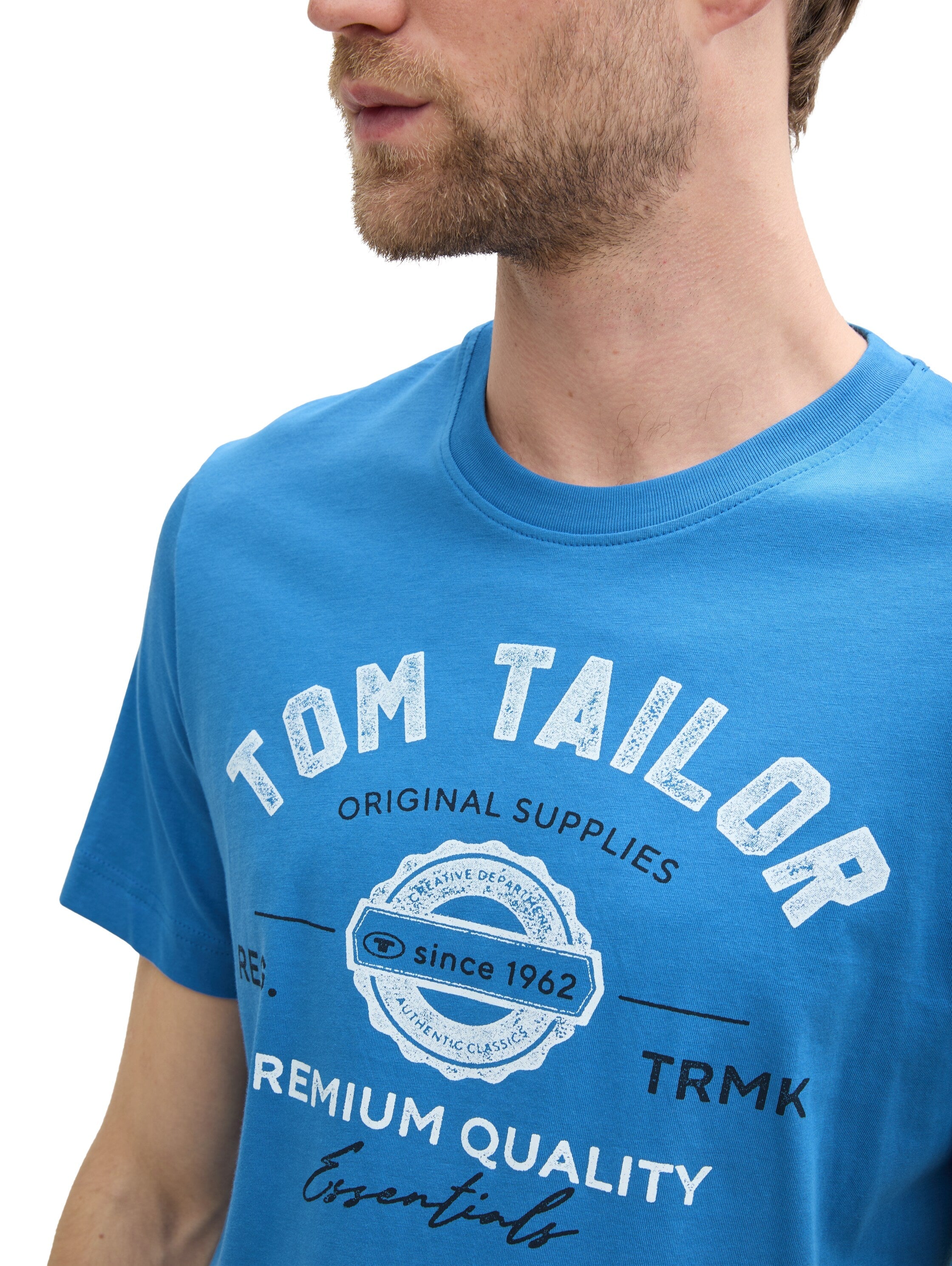 Tom Tailor Blue Turquoise T-shirt With Logo Print