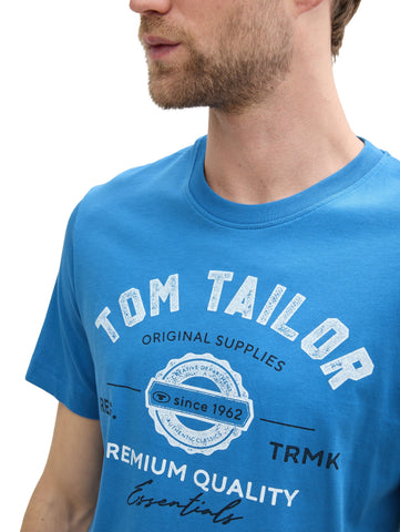 Tom Tailor Blue Turquoise T-shirt With Logo Print