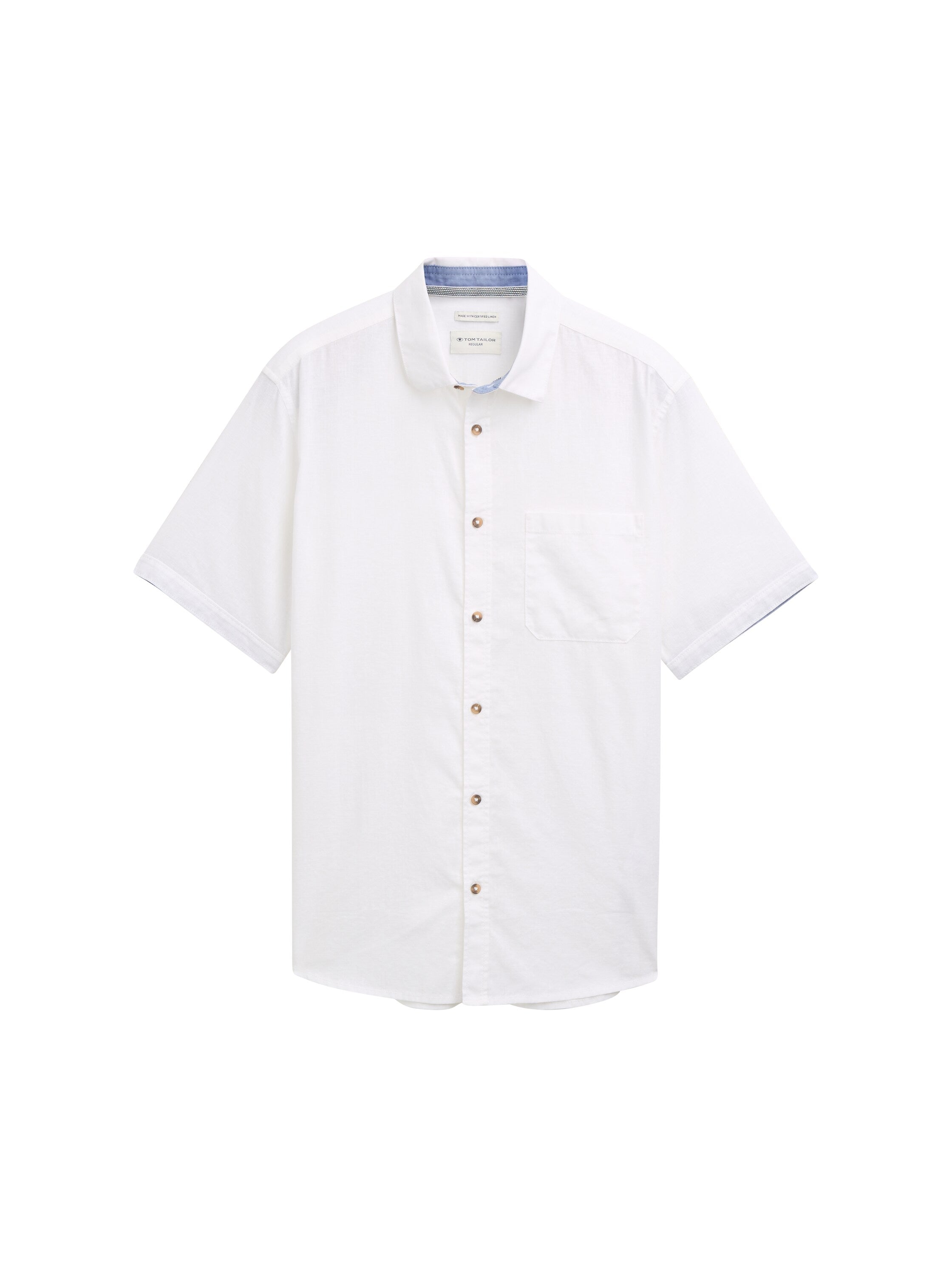 Tom Tailor Regular Fit White Shirt With Linen Content