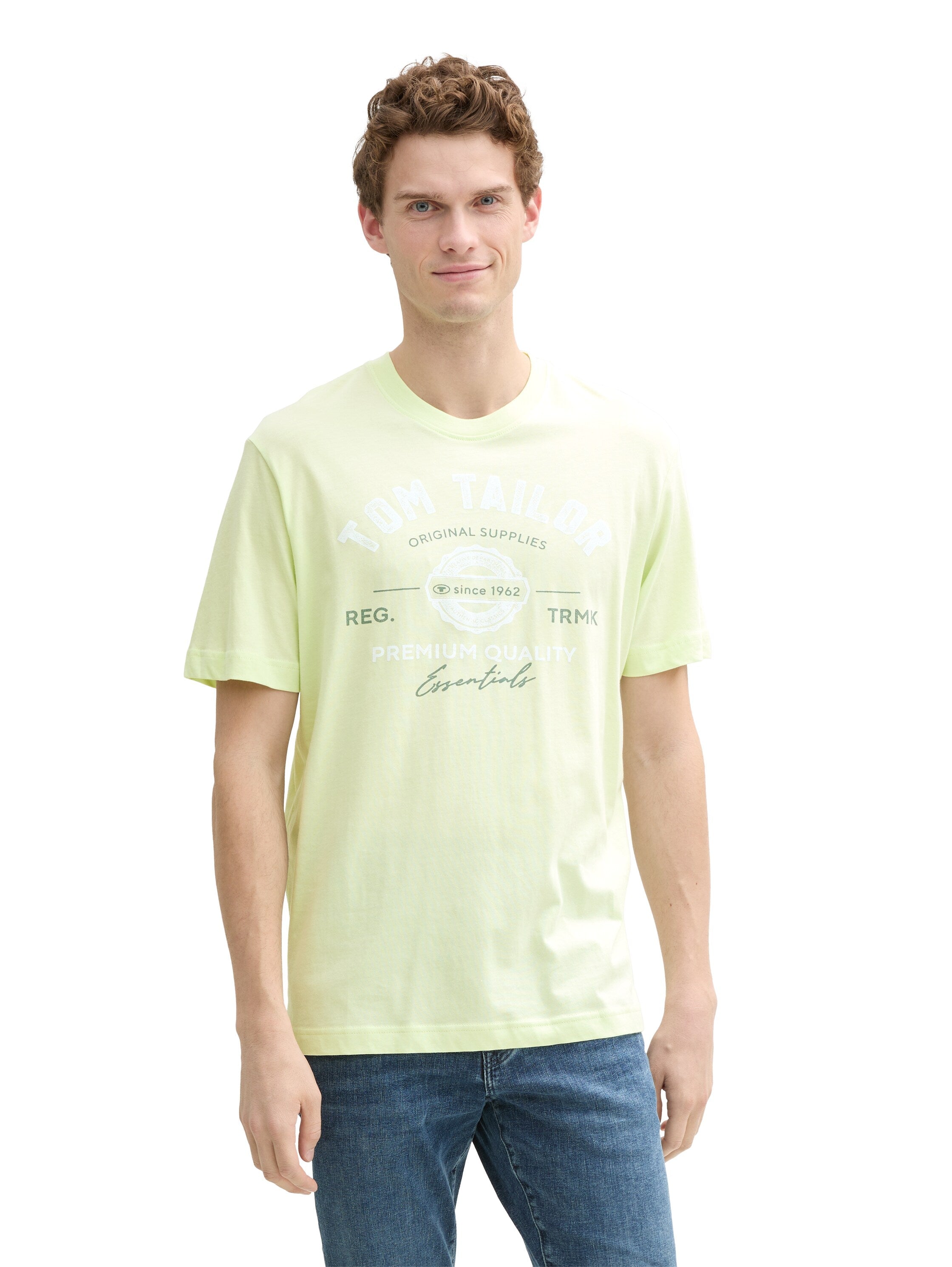 Tom Tailor Lime Cream Green T-shirt With Logo Print