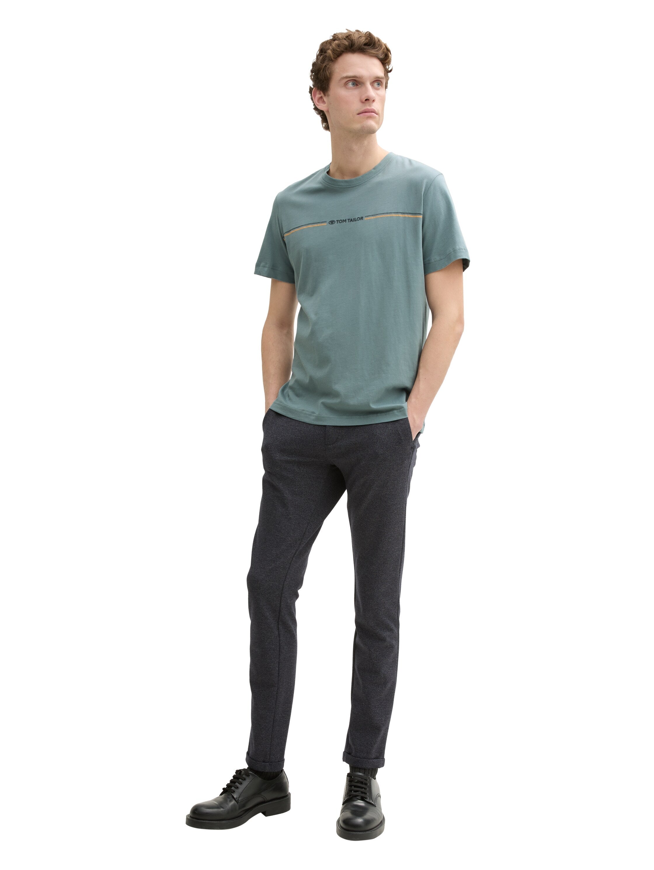 Tom Tailor Green T-Shirt With Striped Logo Print