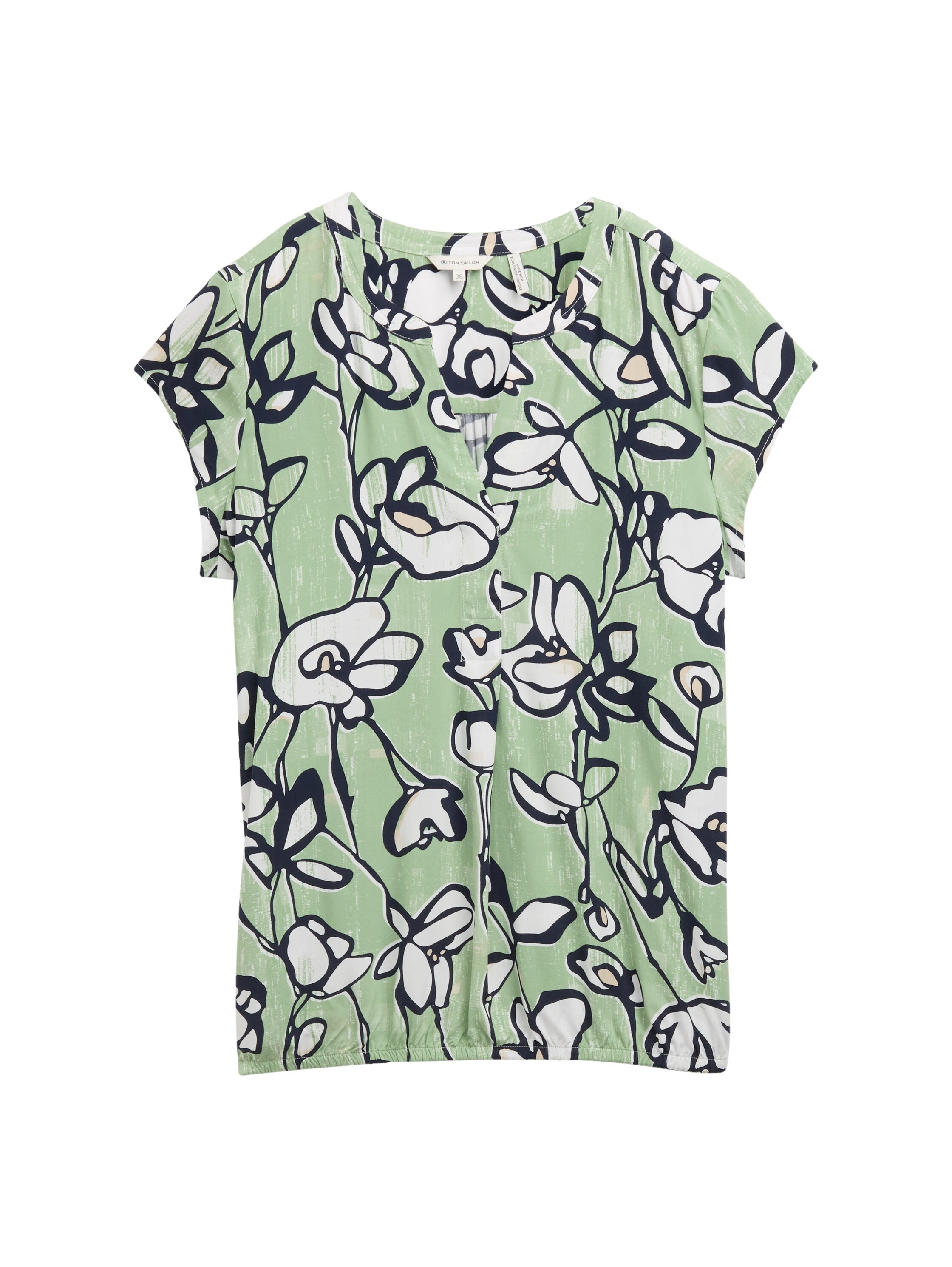 Tom Tailor Green Short-Sleeved Blouse With Floral Design