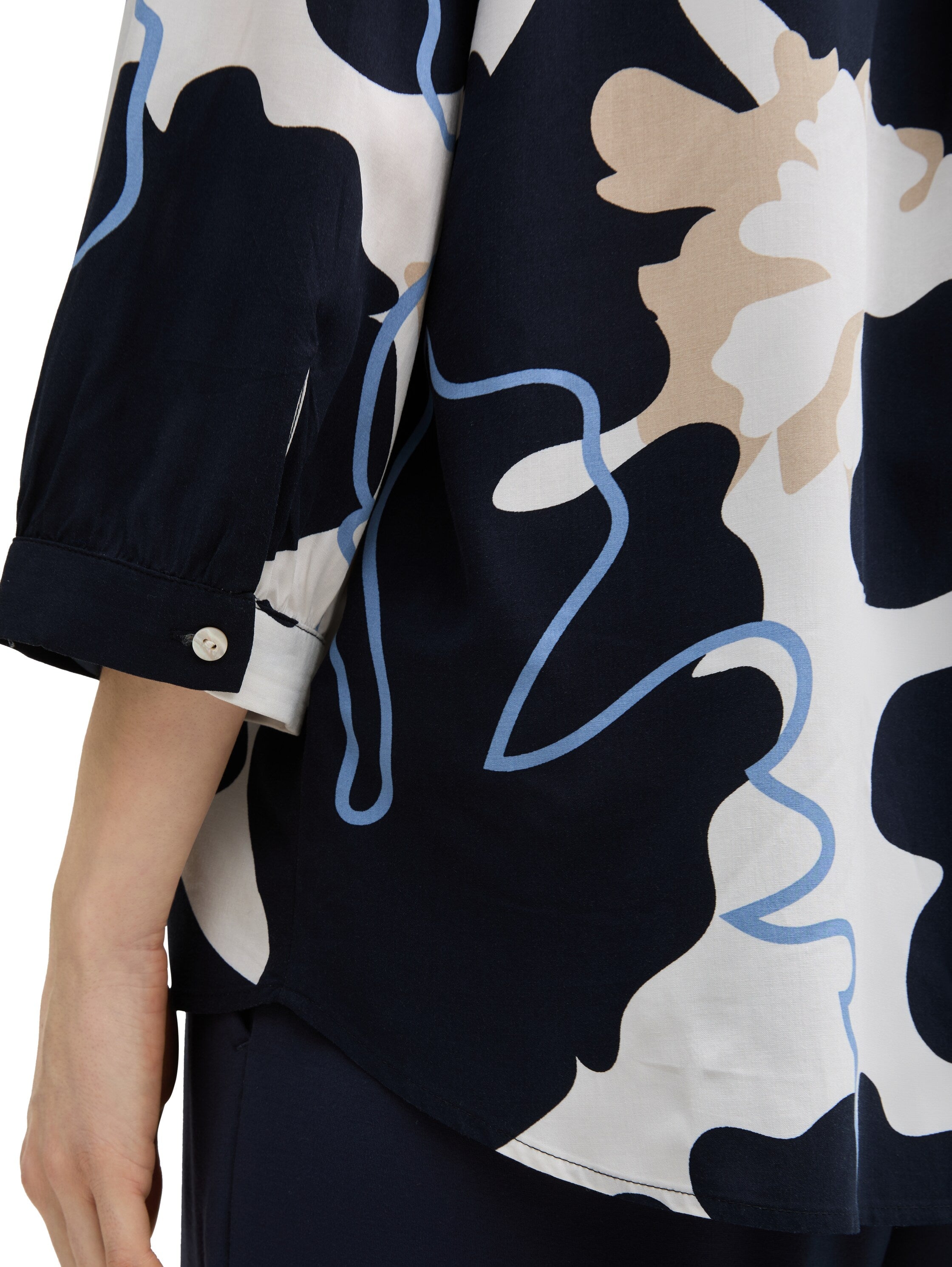 Tom Tailor Navy Blouse With Floral Shapes Design