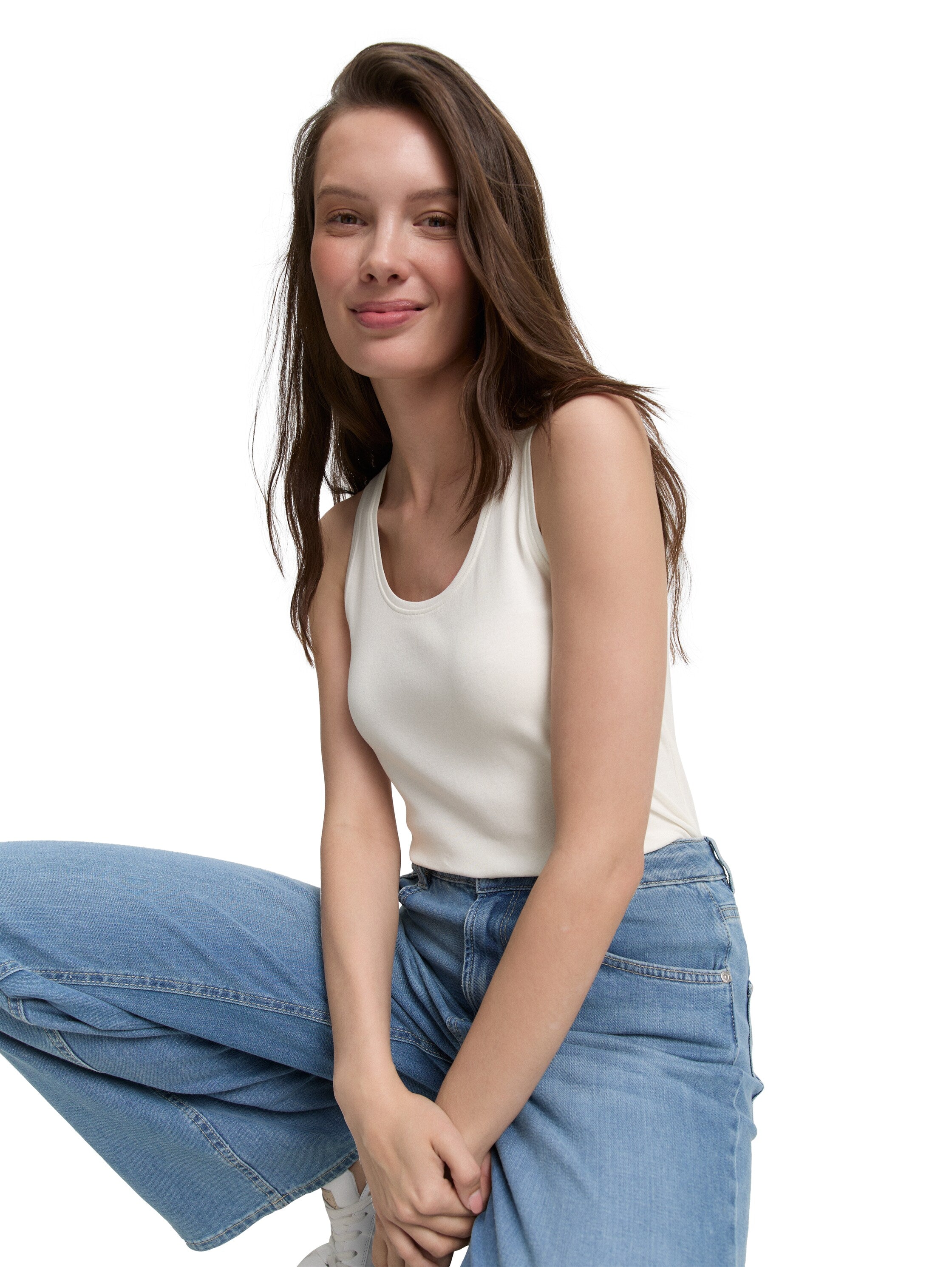 Tom Tailor Crew Neck White Basic T-shirt