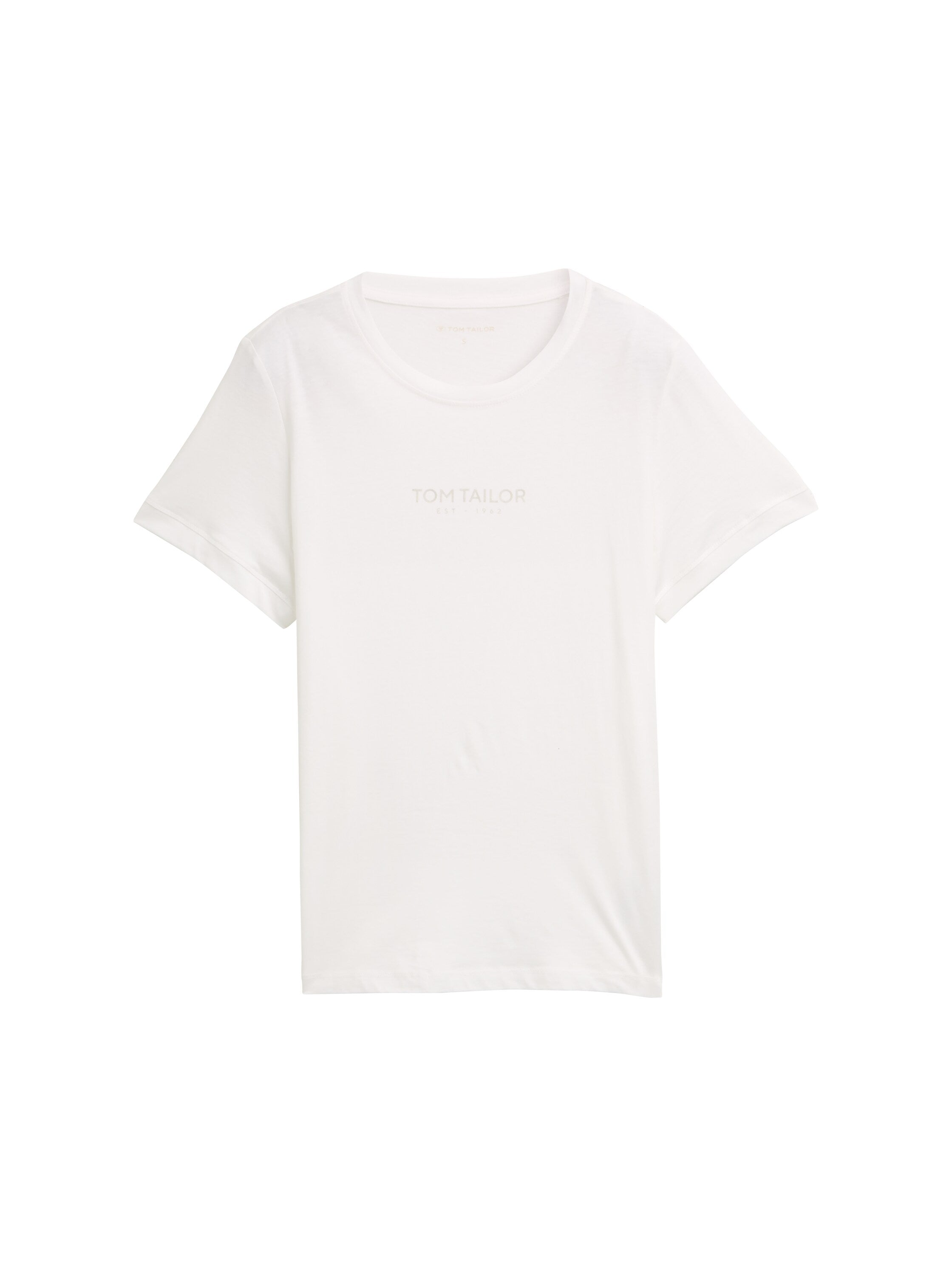 Tom Tailor White Crew Neck T-shirt With Logo