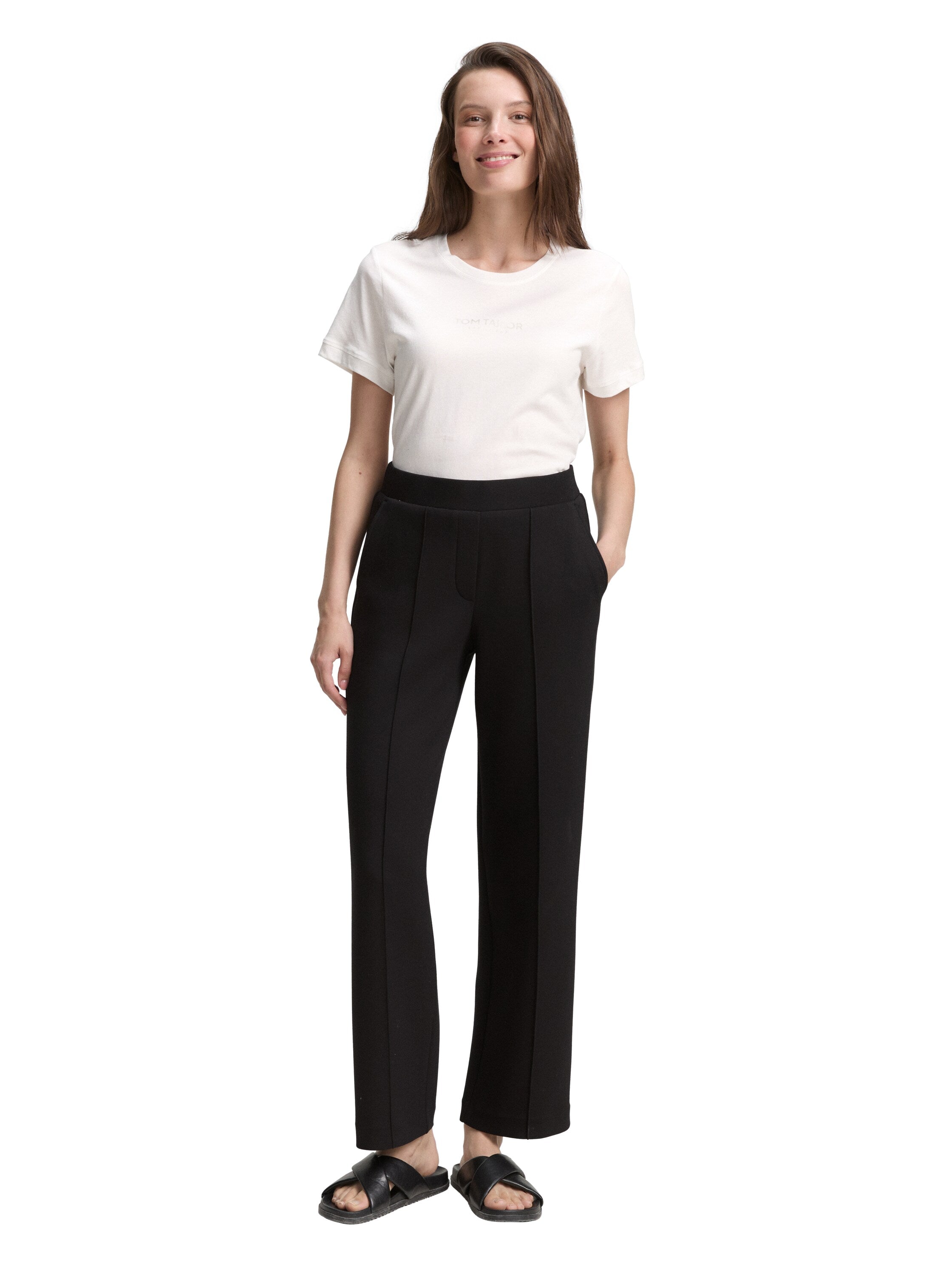 Tom Tailor White Crew Neck T-shirt With Logo
