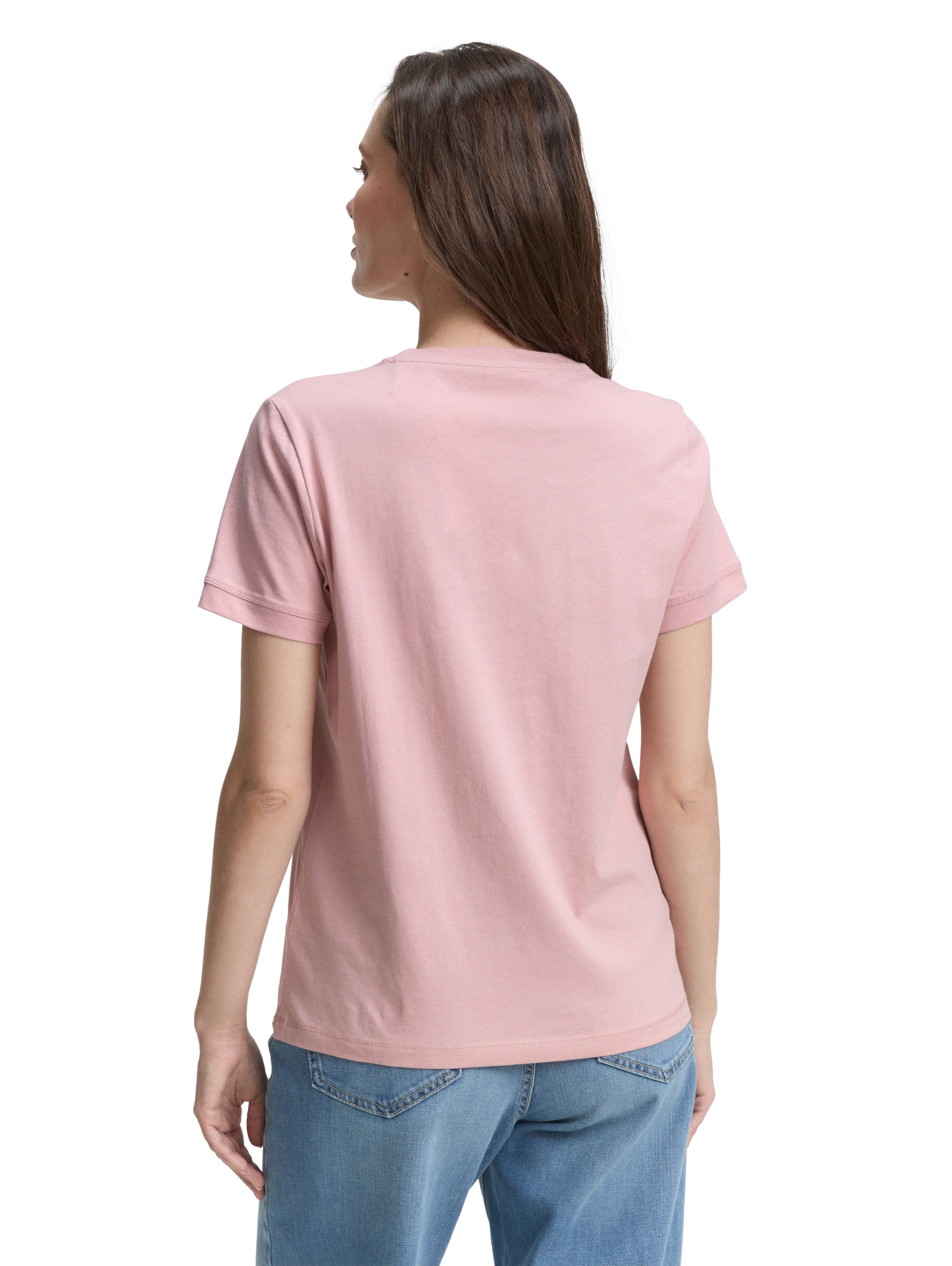 Tom Tailor Pink Crew Neck T-shirt With Logo