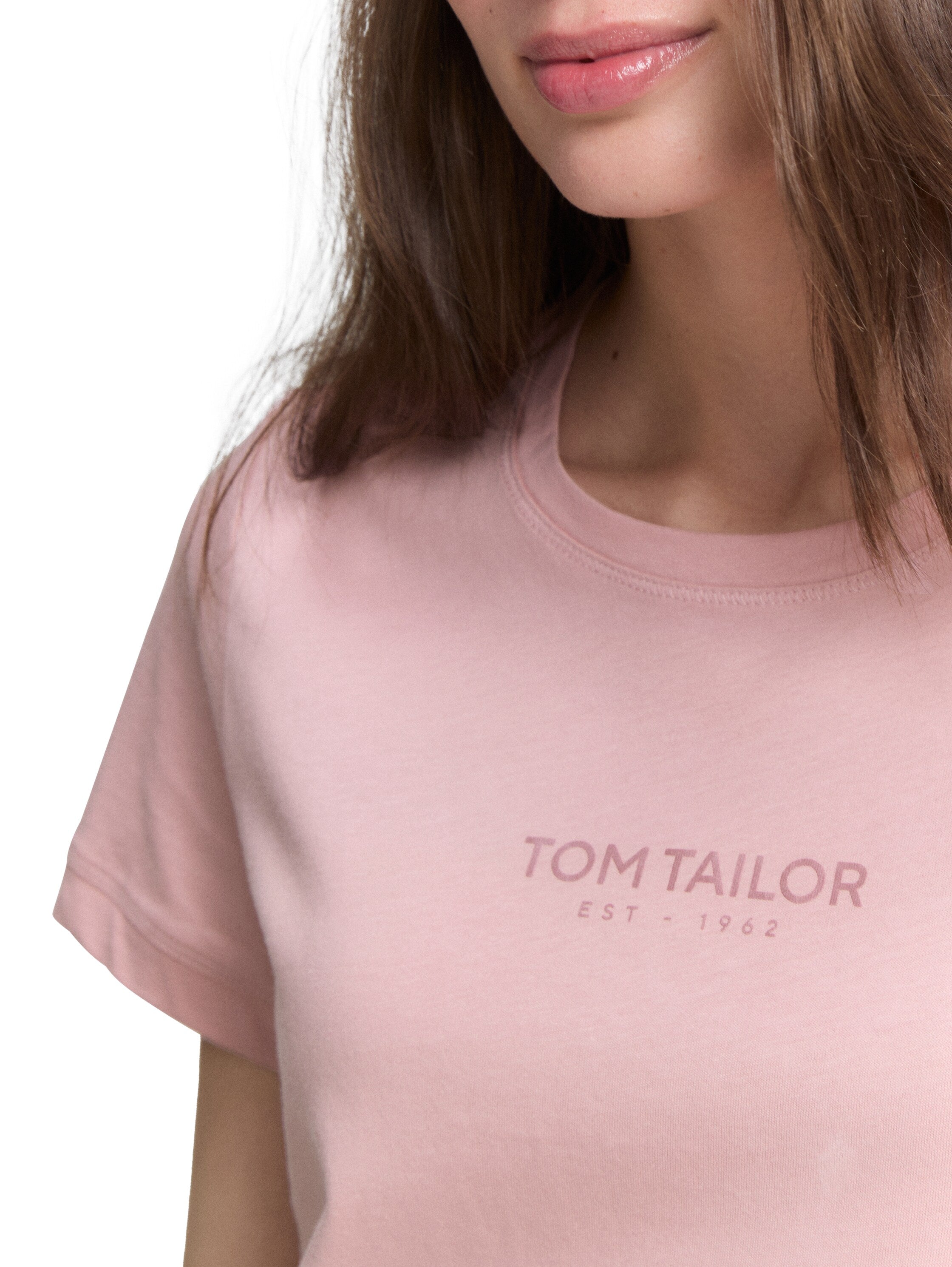 Tom Tailor Pink Crew Neck T-shirt With Logo