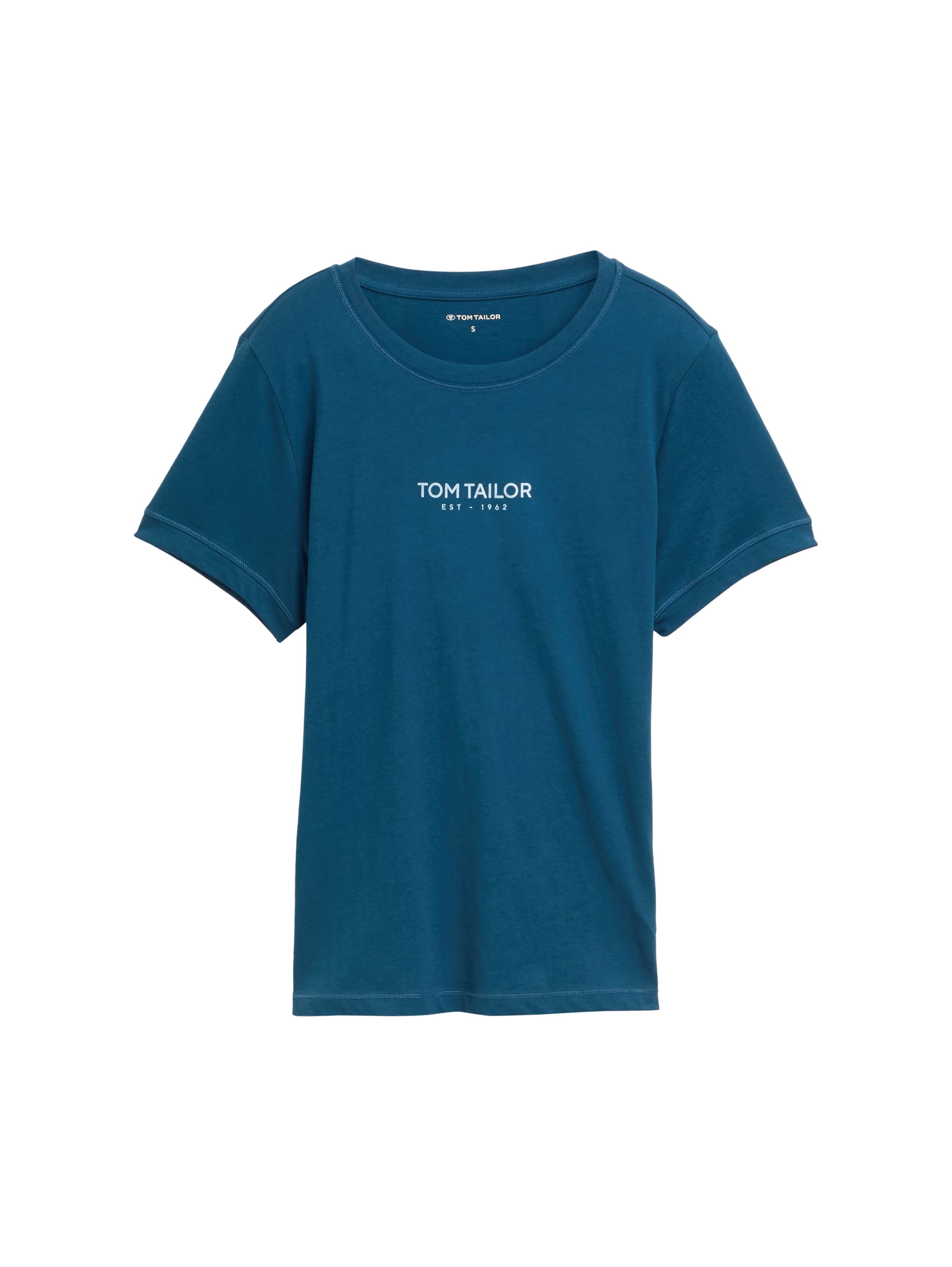 Tom Tailor Blue Petrol Crew Neck T-shirt With Logo