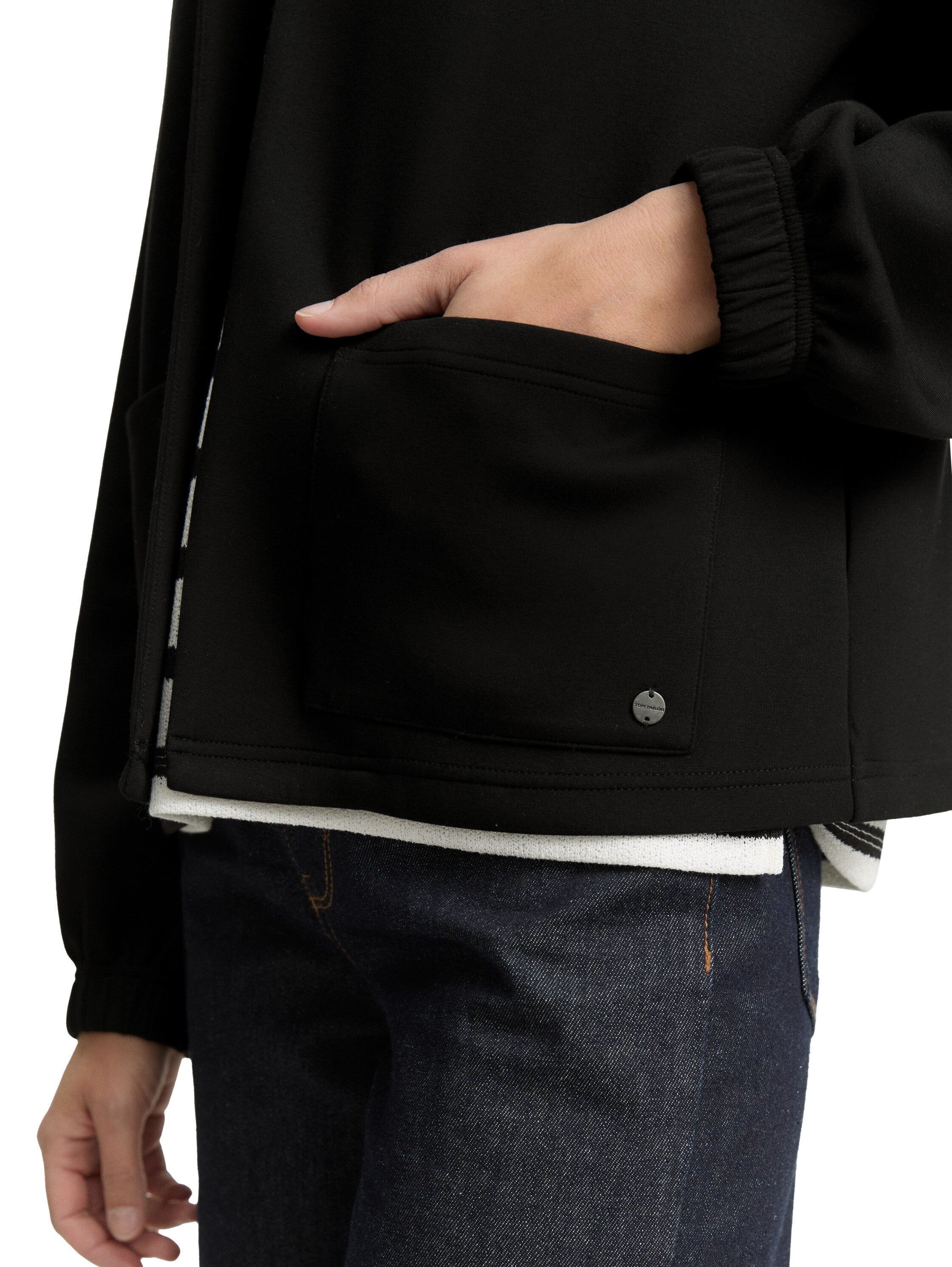 Tom Tailor Black Cardigan With Side Pocket