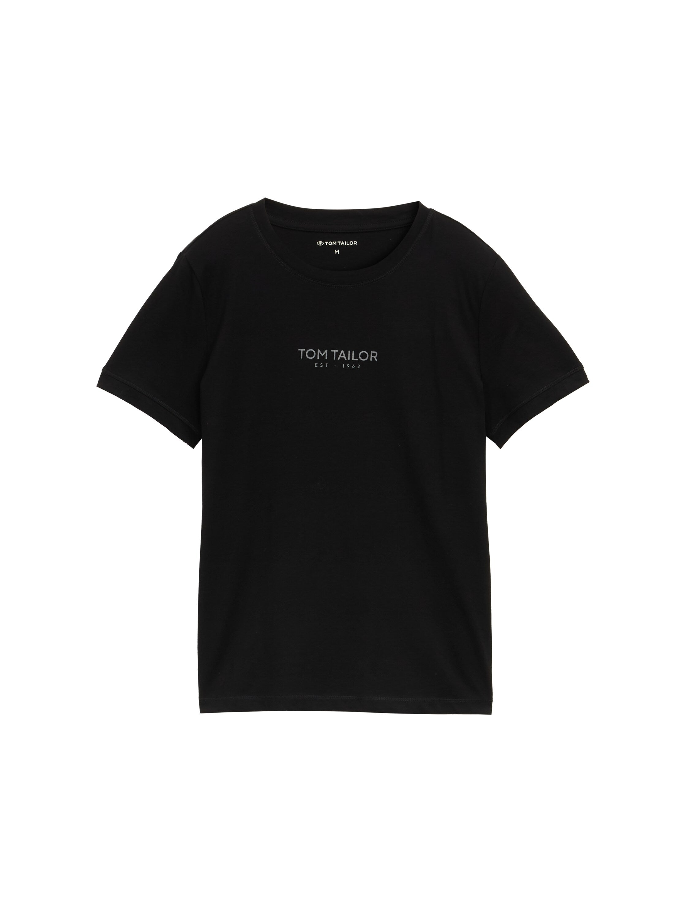 Tom Tailor Black Crew Neck T-shirt With Logo
