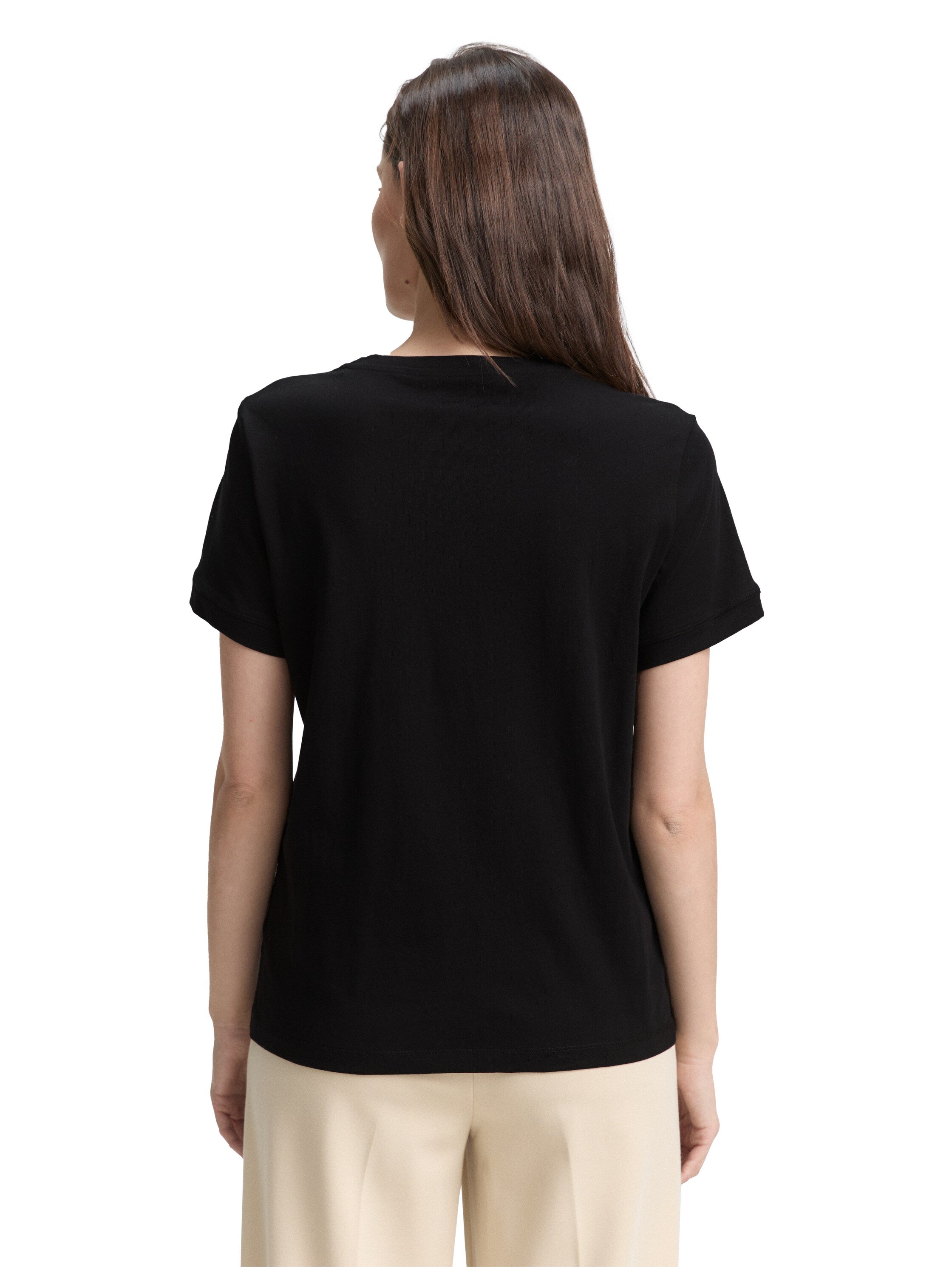 Tom Tailor Black Crew Neck T-shirt With Logo