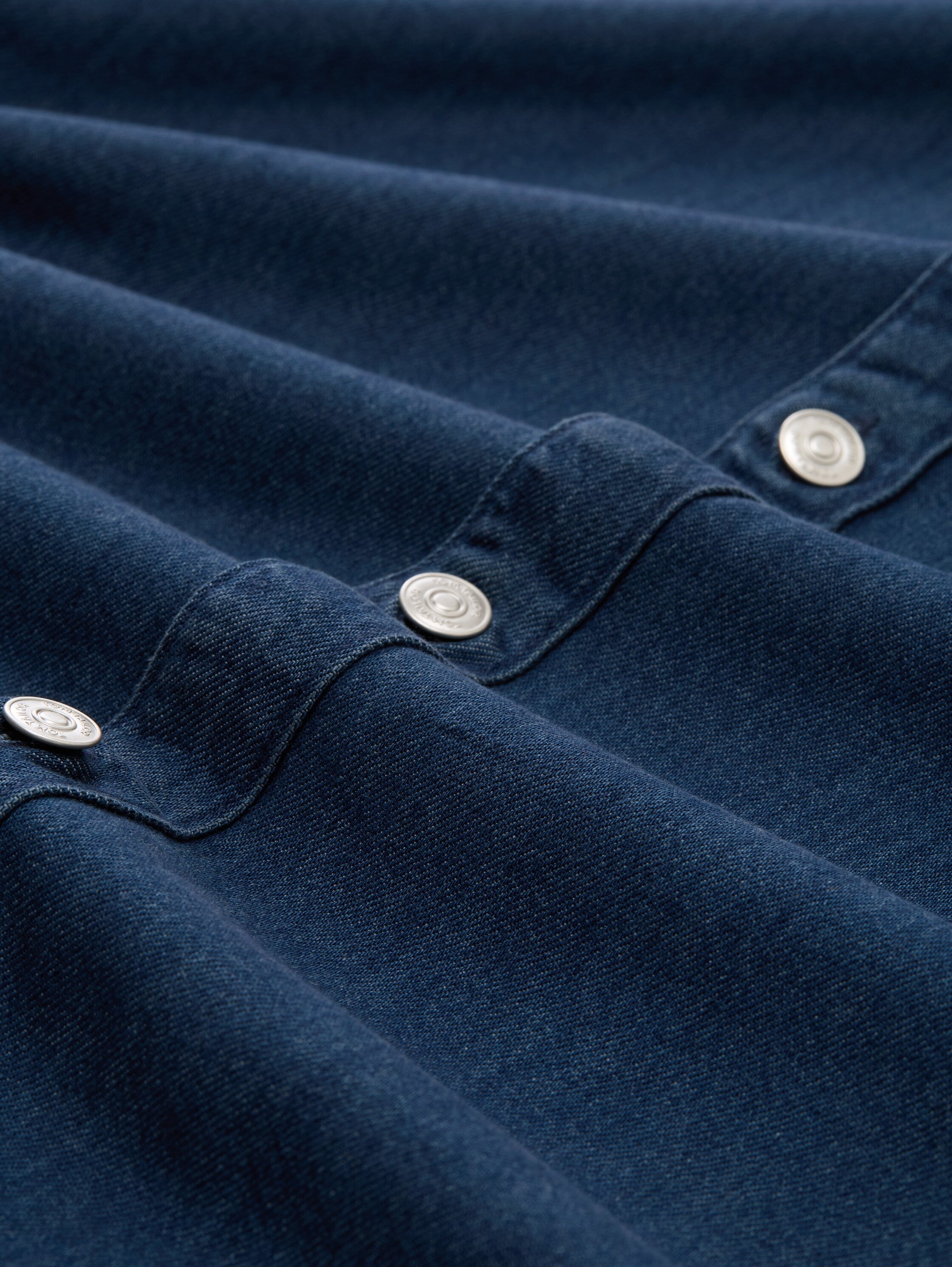 Tom Tailor Blue Denim Shirt With White Button