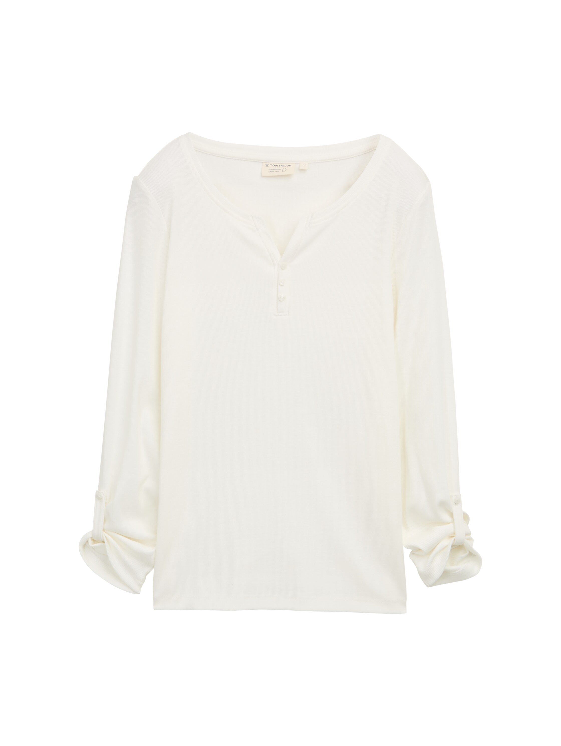 Tom Tailor Long Sleeved Off white Top With Three Button To Close
