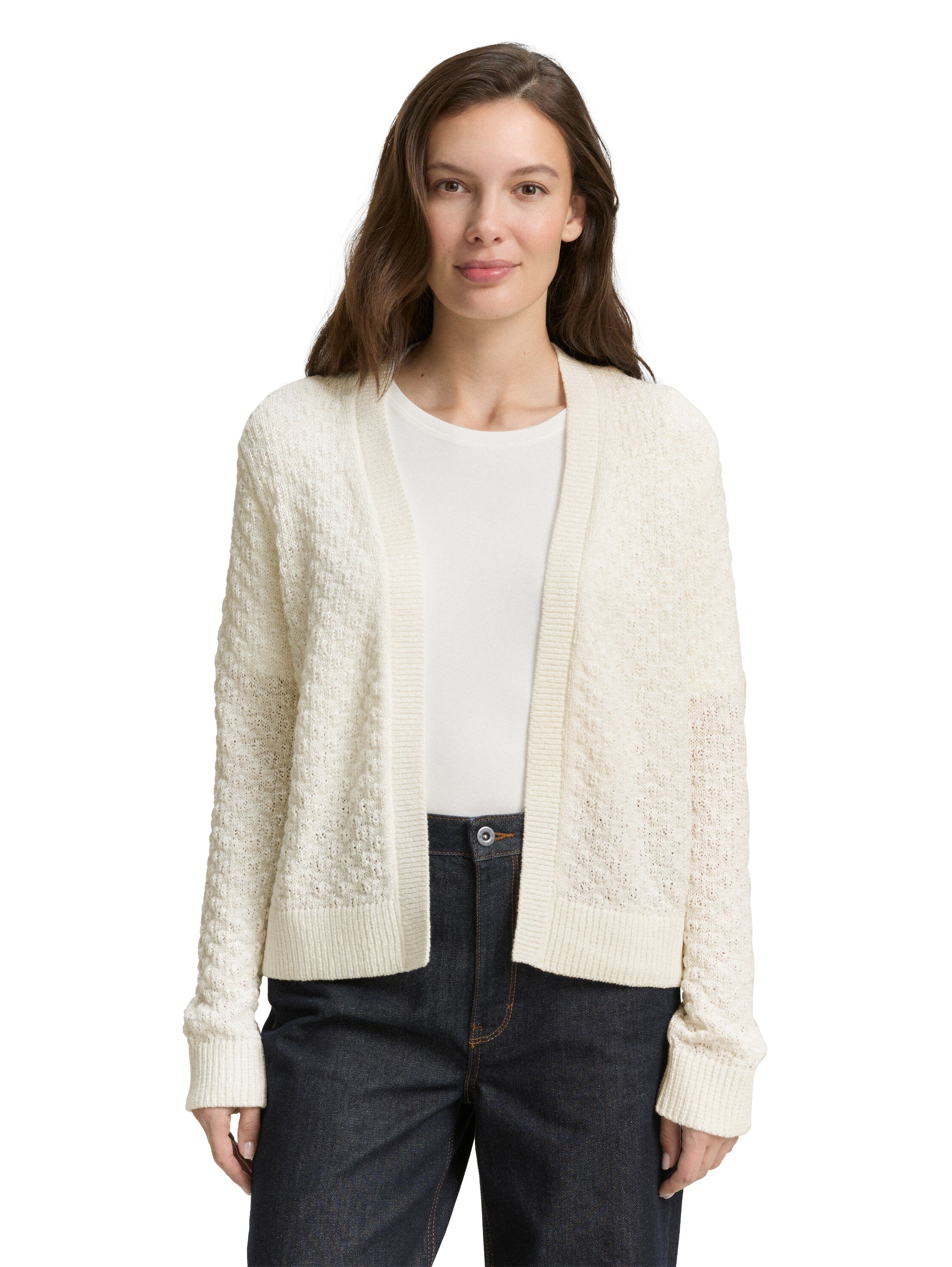 Tom Tailor Offwhite Cardigan With Structure